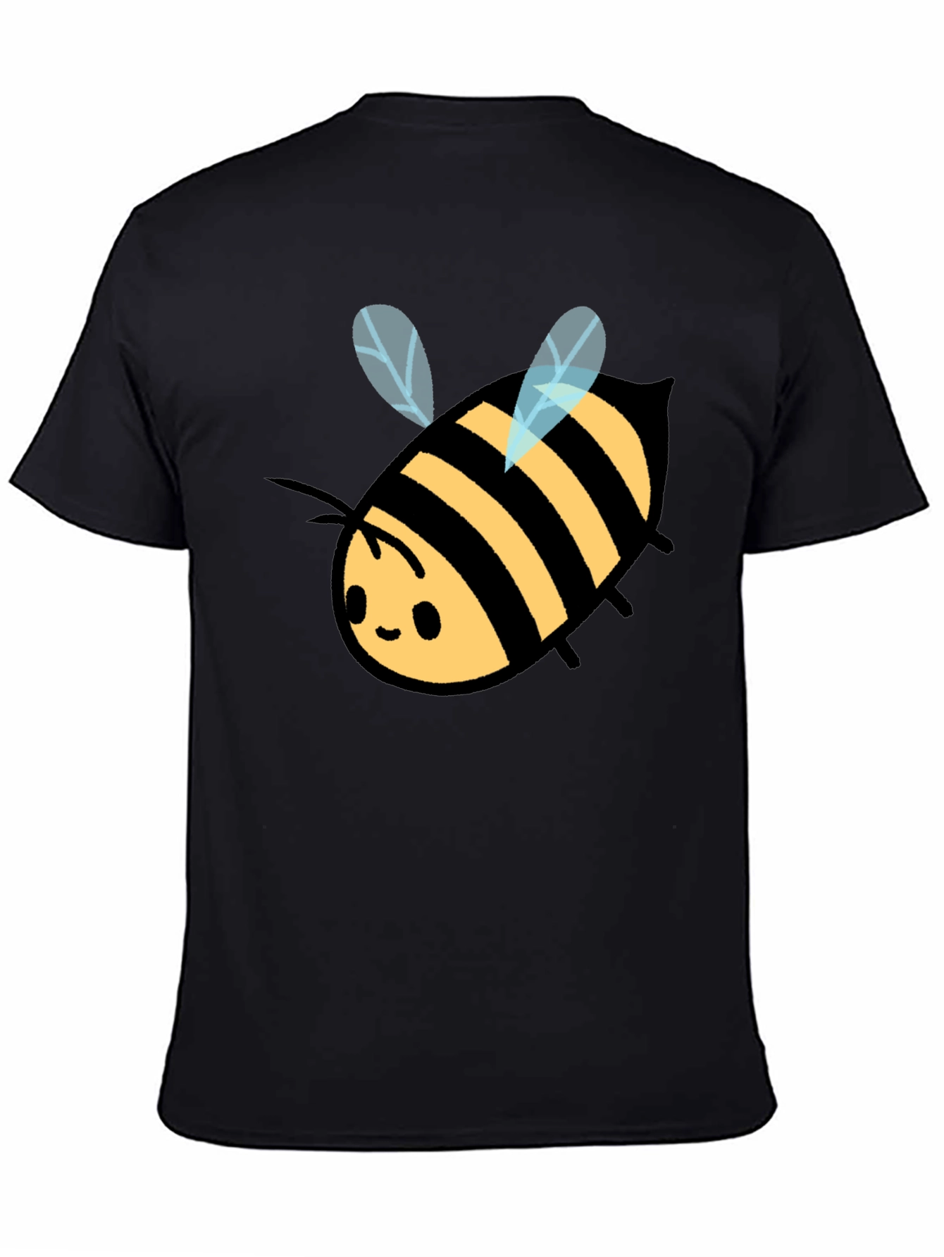 Cute Bee Graphic Tee - Black Cotton T-Shirt
