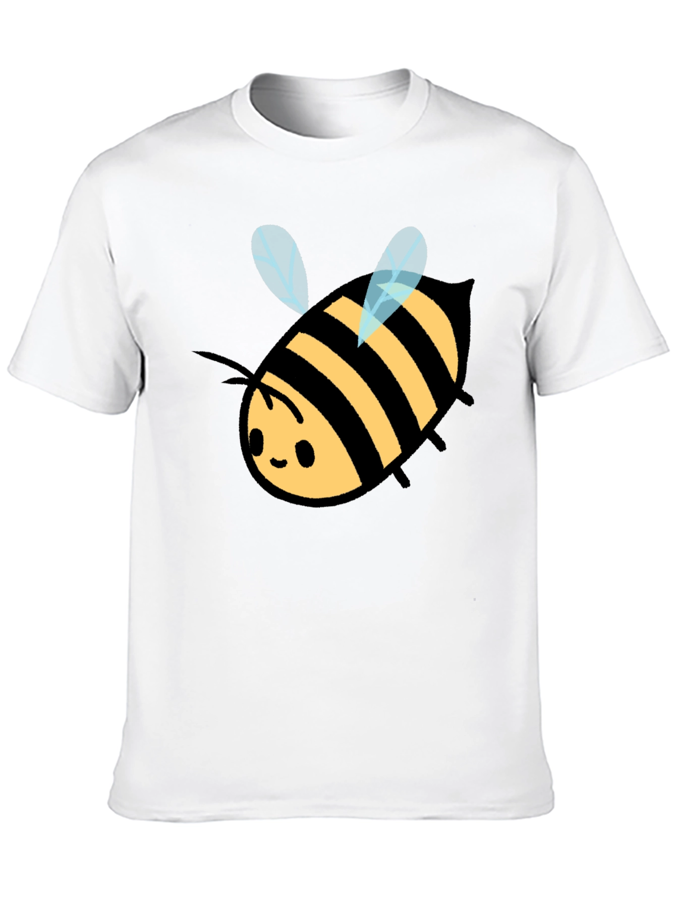 Cute Bee Graphic Tee - Black Cotton T-Shirt