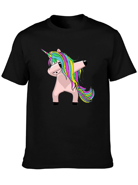 Dabbing Unicorn Graphic Tee - Black Cotton T-Shirt