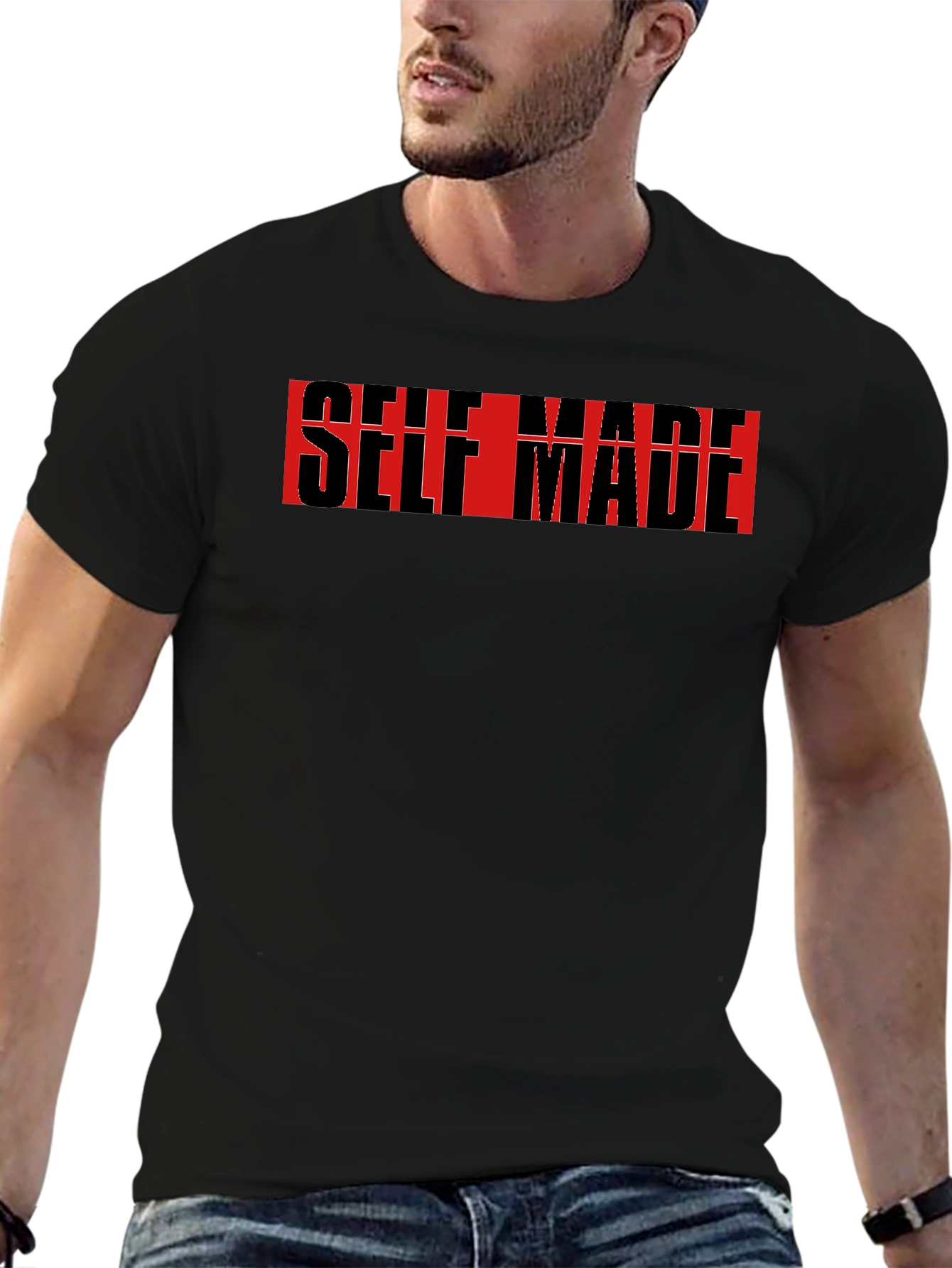 Self Made Black Graphic T-Shirt