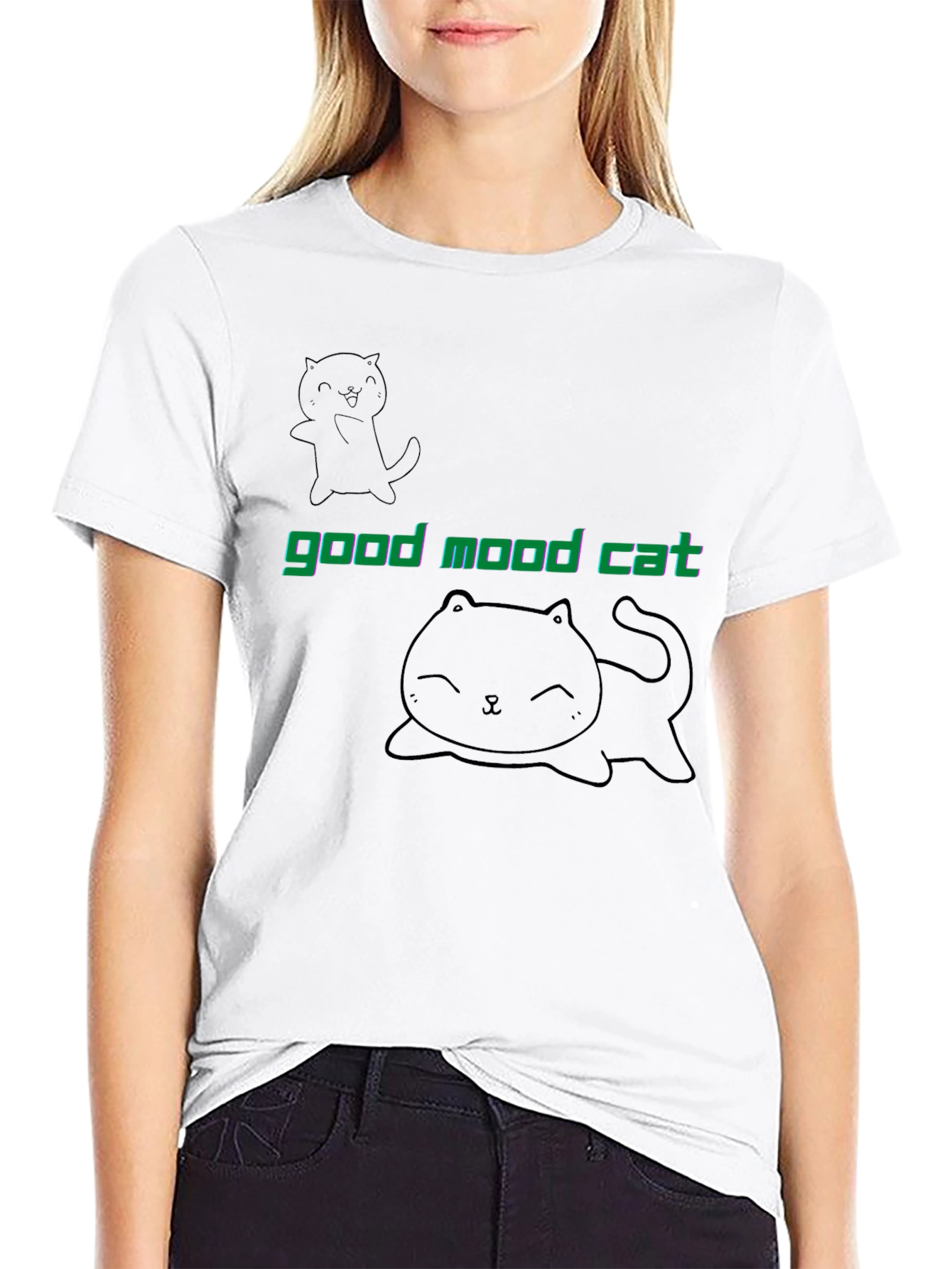 Good Mood Cat Black T-Shirt