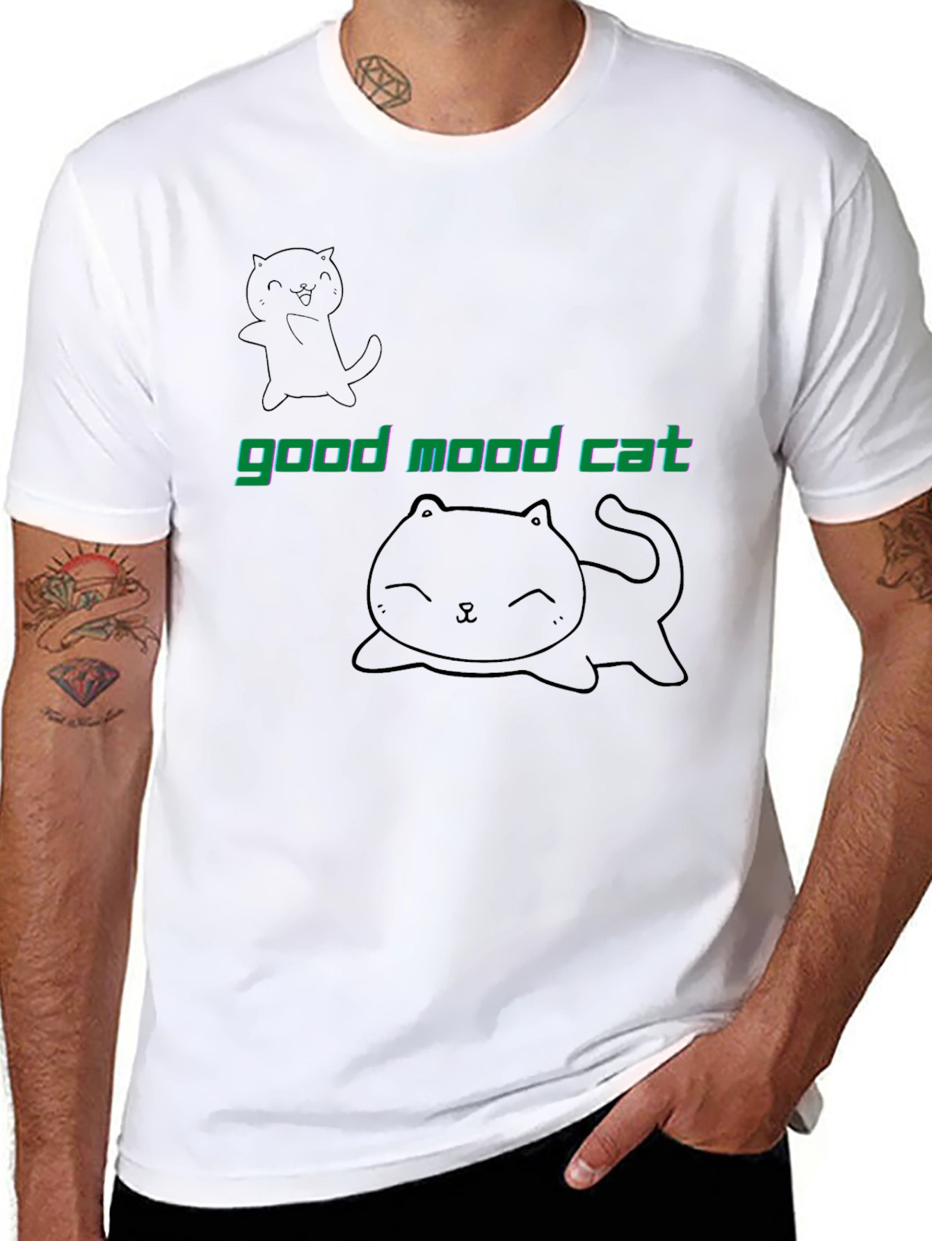 Good Mood Cat Black T-Shirt
