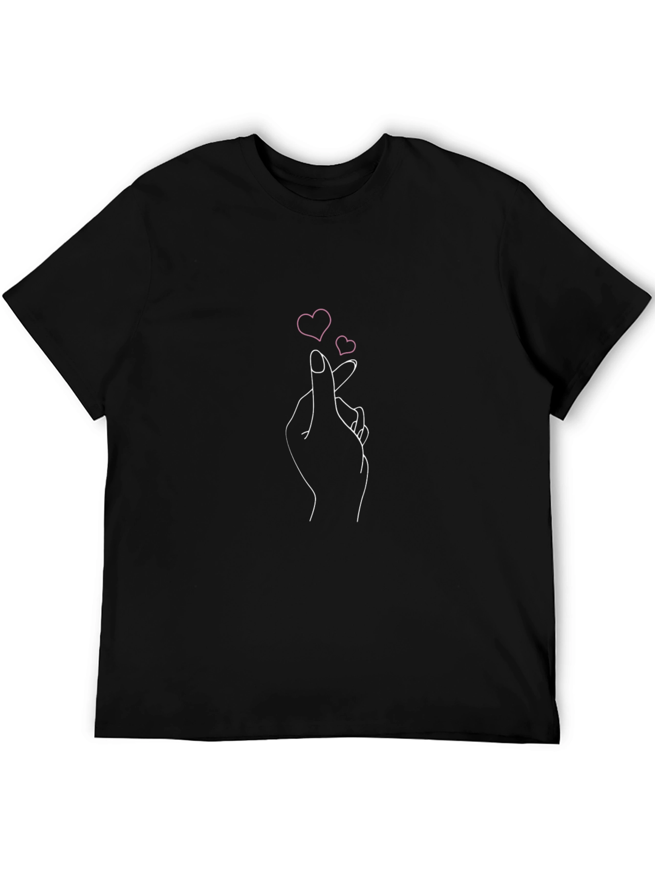 Heart Fingers Graphic Tee - Stylish Black T-Shirt
