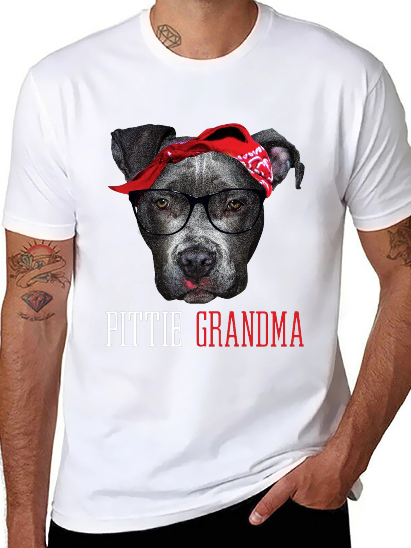 Pittie Grandma Dog Lover Graphic Tee
