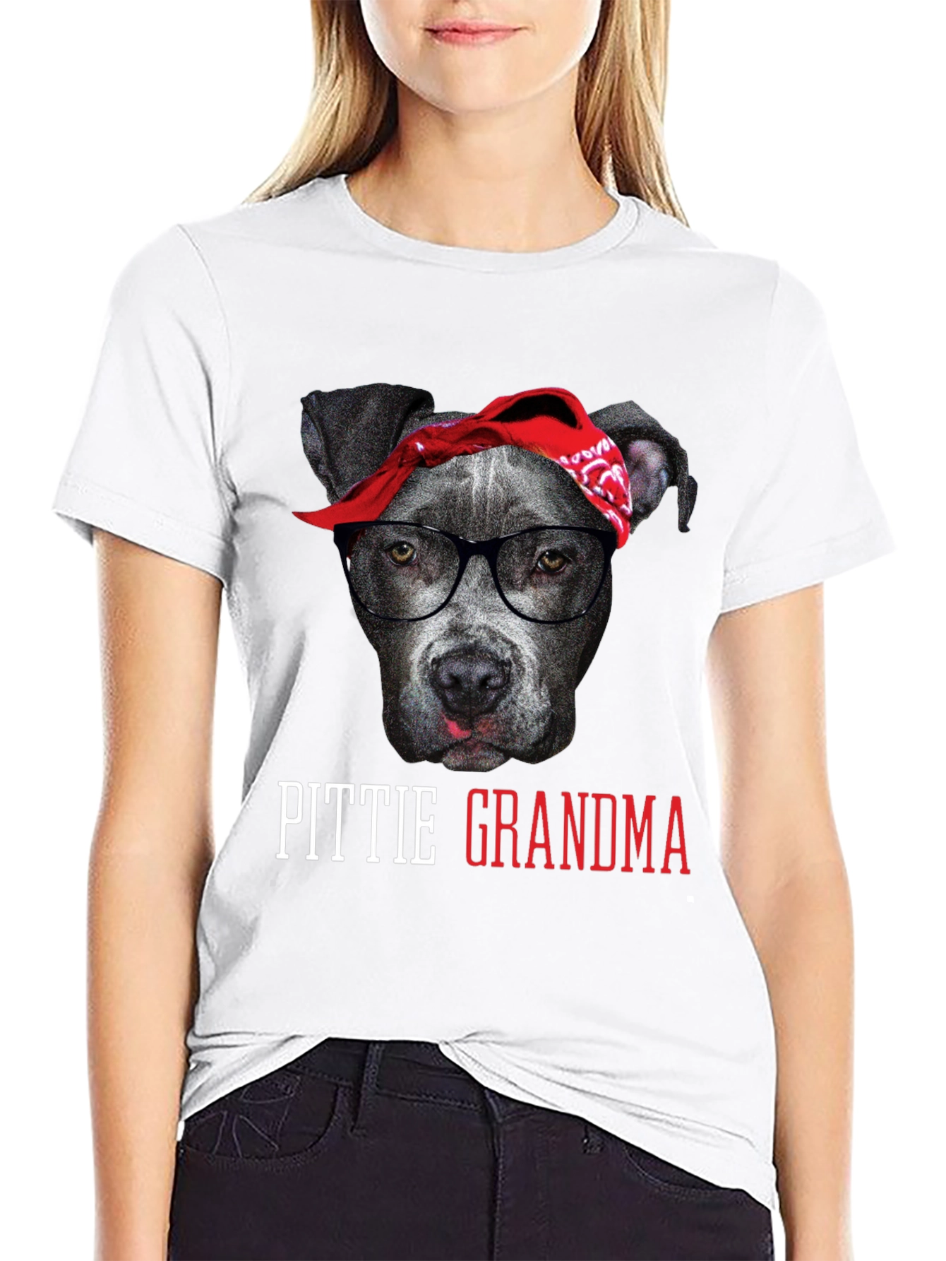 Pittie Grandma Dog Lover Graphic Tee