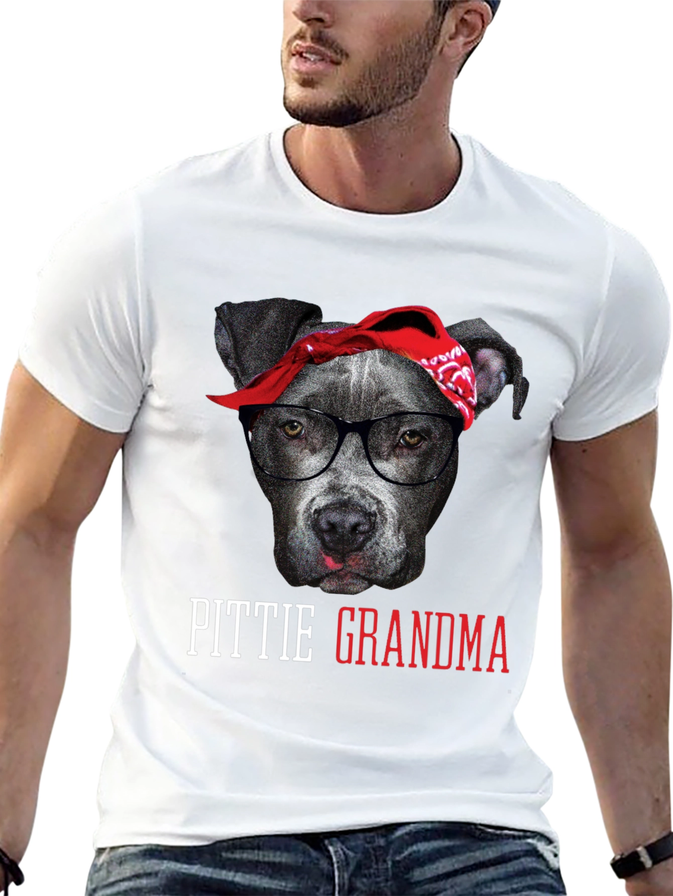 Pittie Grandma Dog Lover Graphic Tee