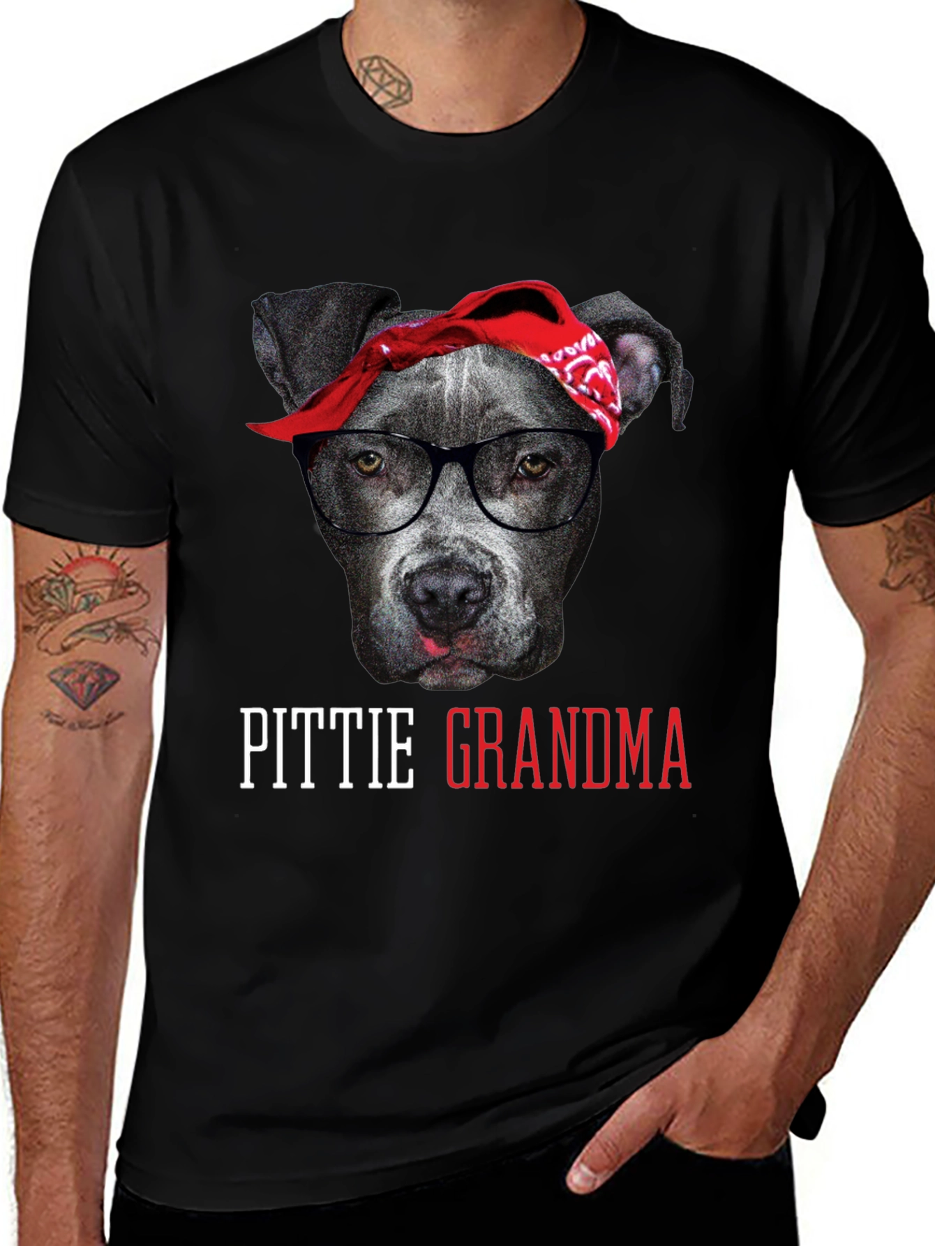 Pittie Grandma Dog Lover Graphic Tee