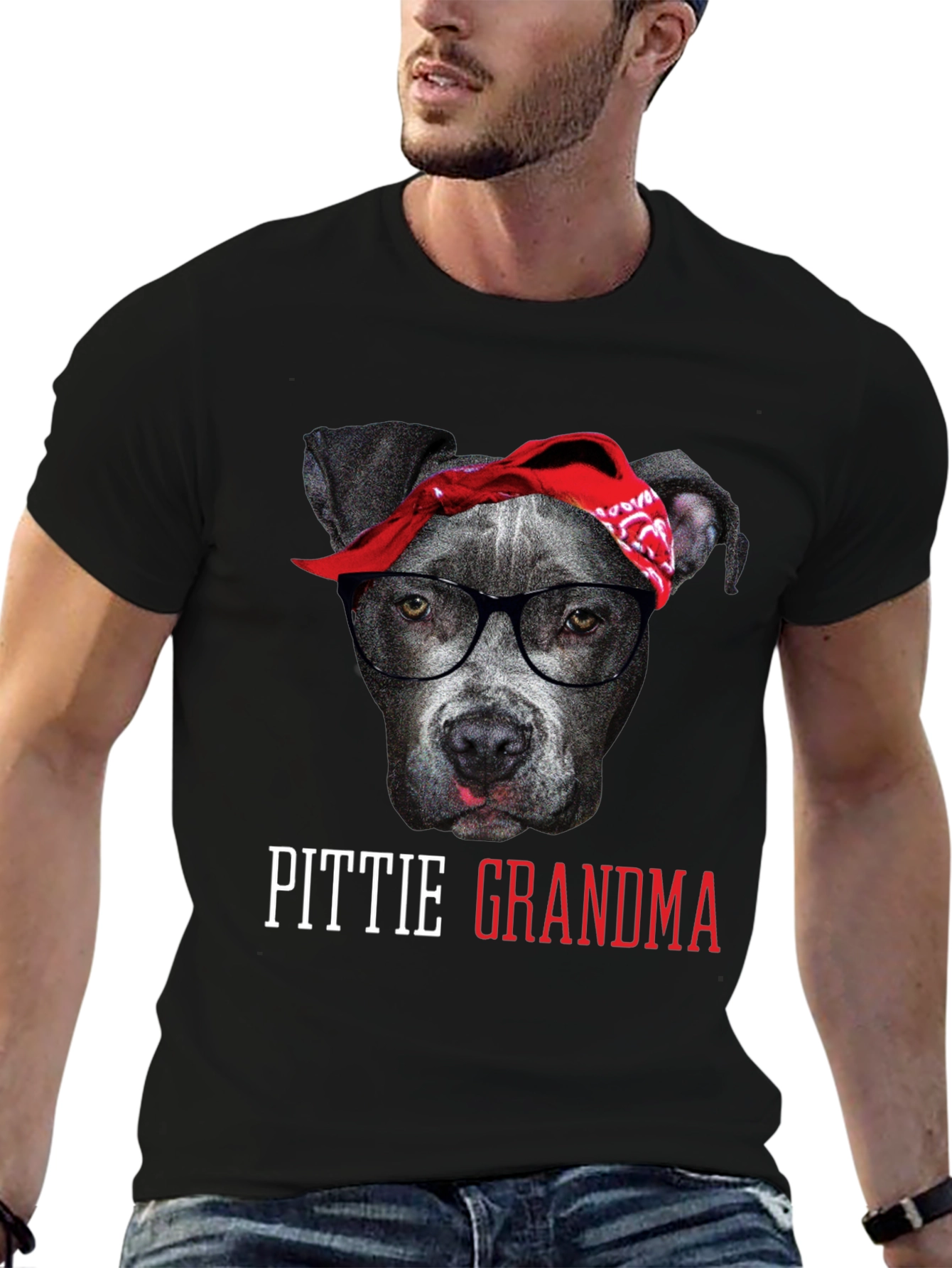 Pittie Grandma Dog Lover Graphic Tee