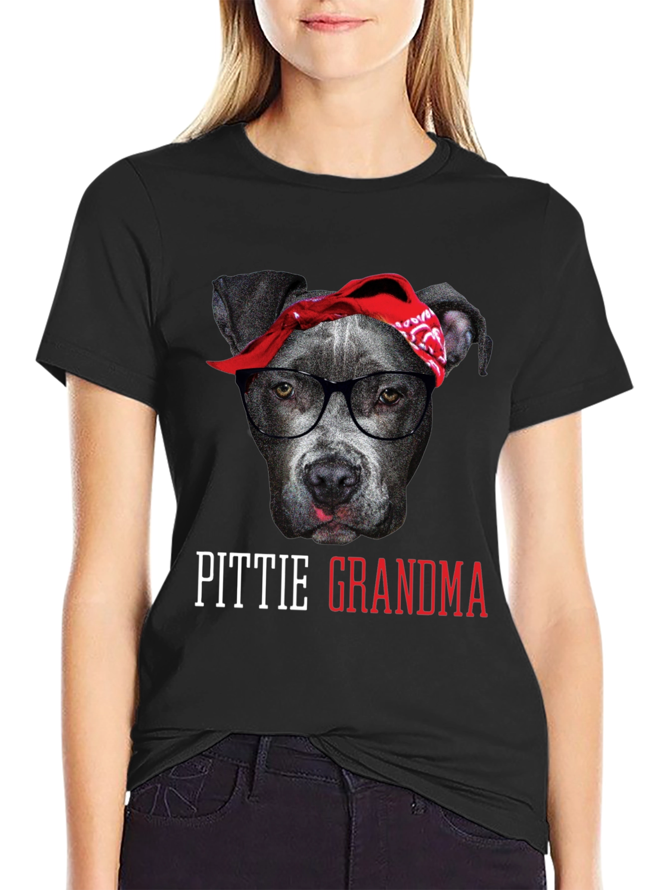 Pittie Grandma Dog Lover Graphic Tee