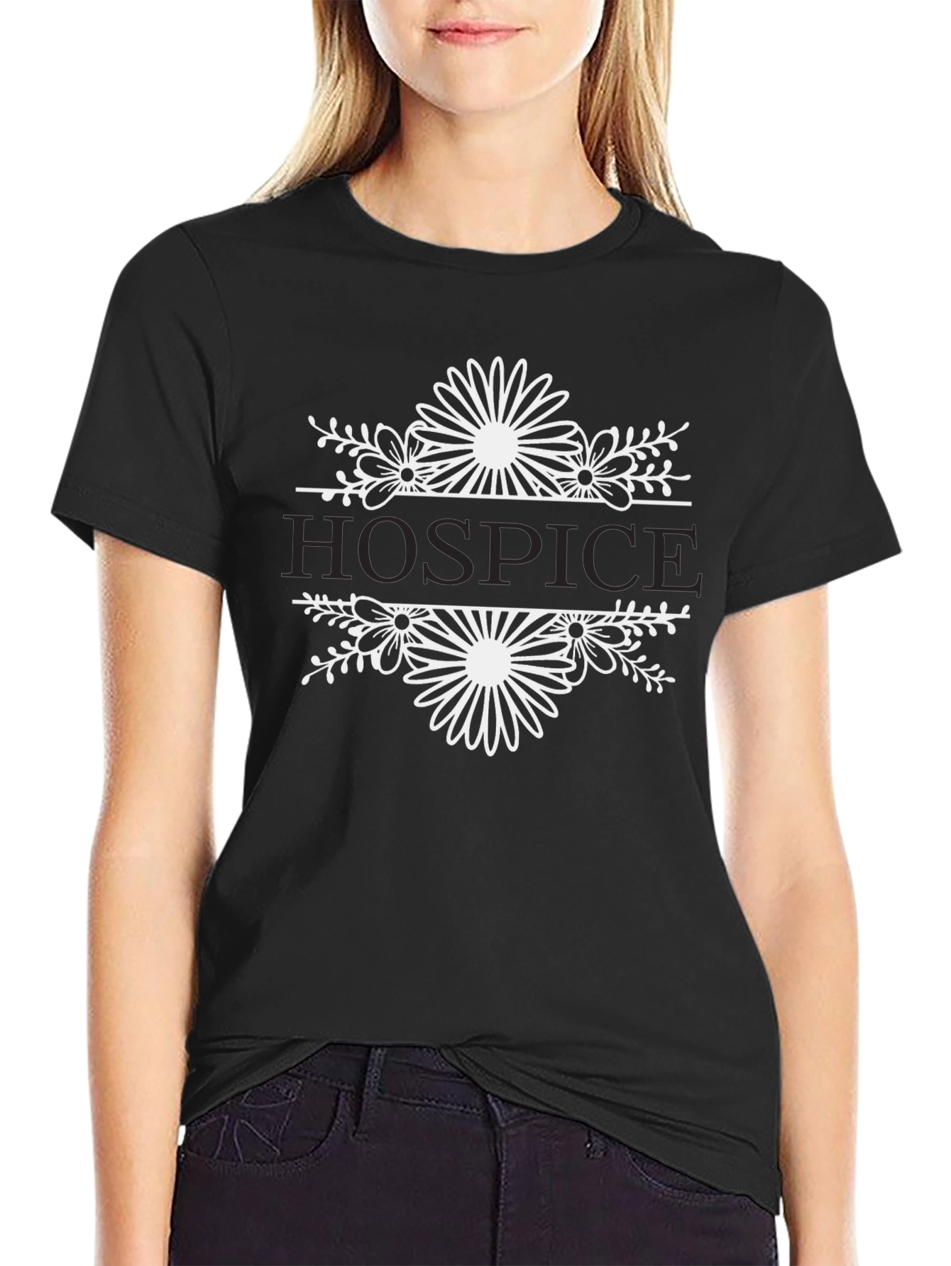 Hospice Floral Graphic T-Shirt - Black