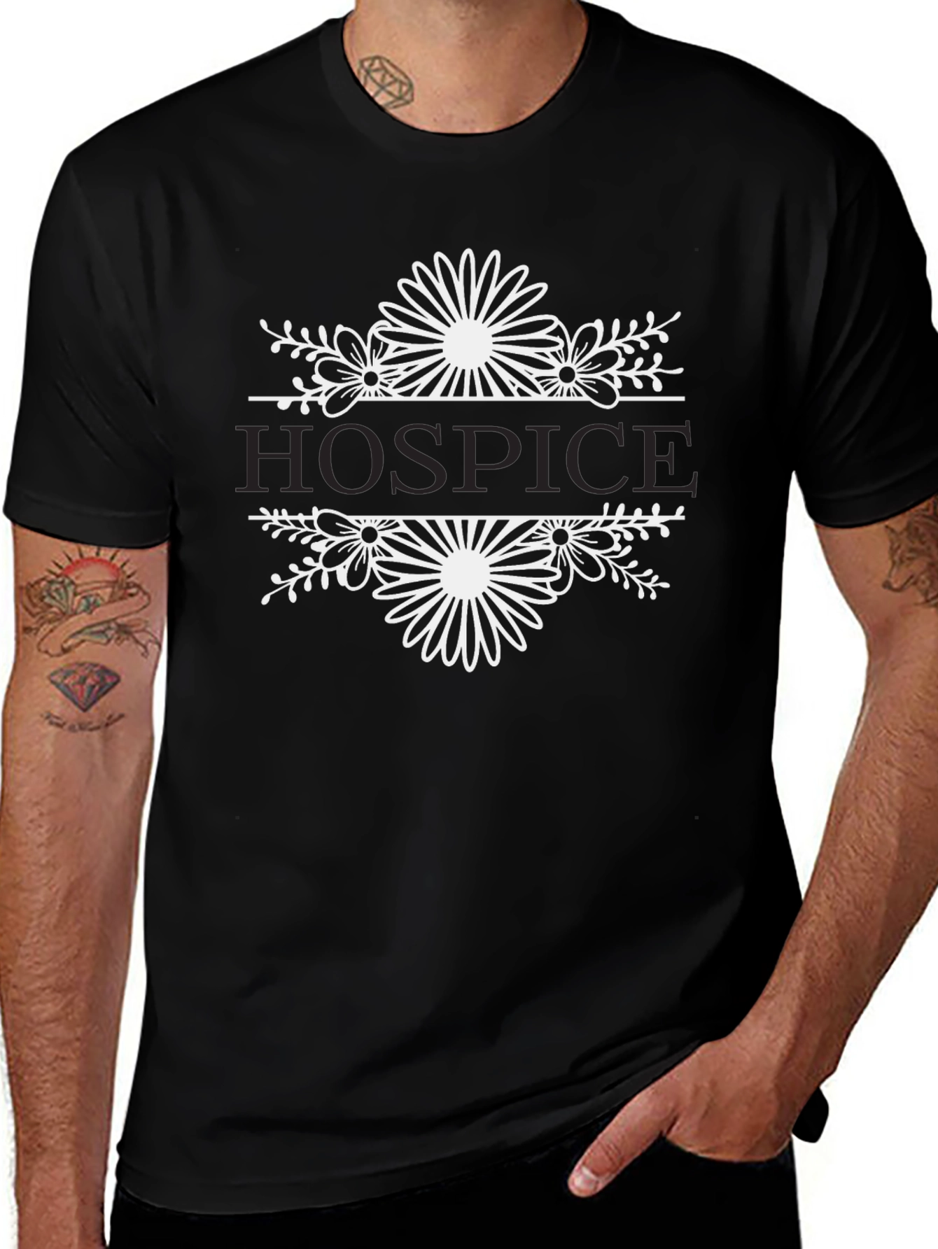 Hospice Floral Graphic T-Shirt - Black