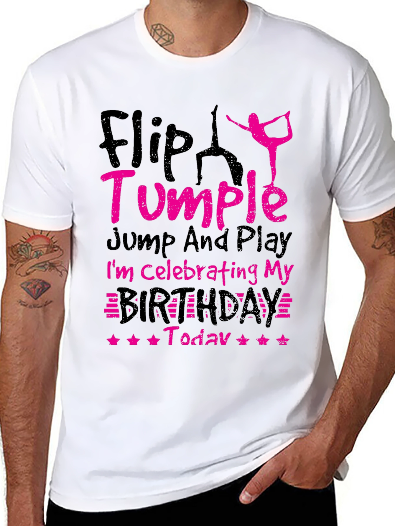 Flip Tumble Birthday Gymnastics Black T-Shirt