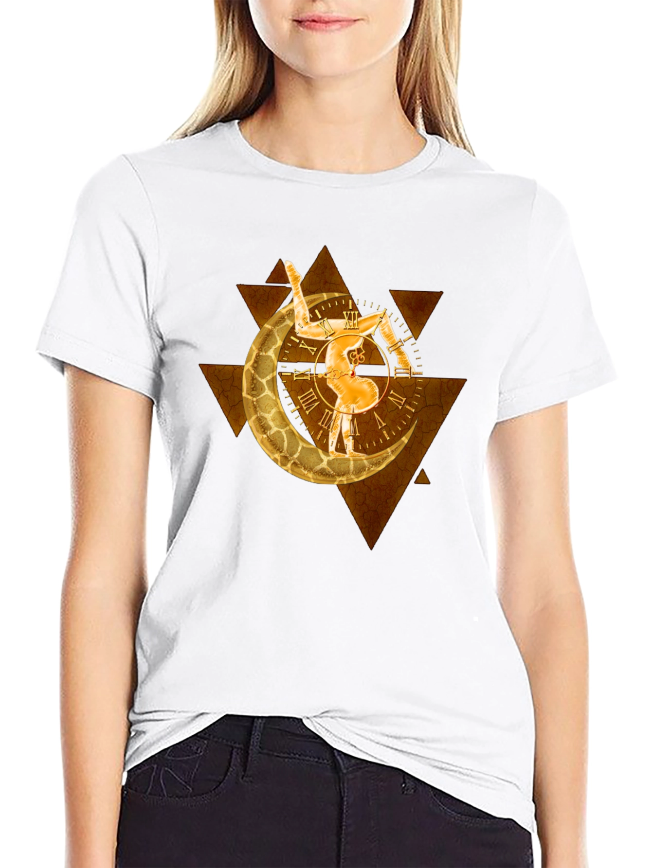 Geometric Moon Clock Graphic T-Shirt