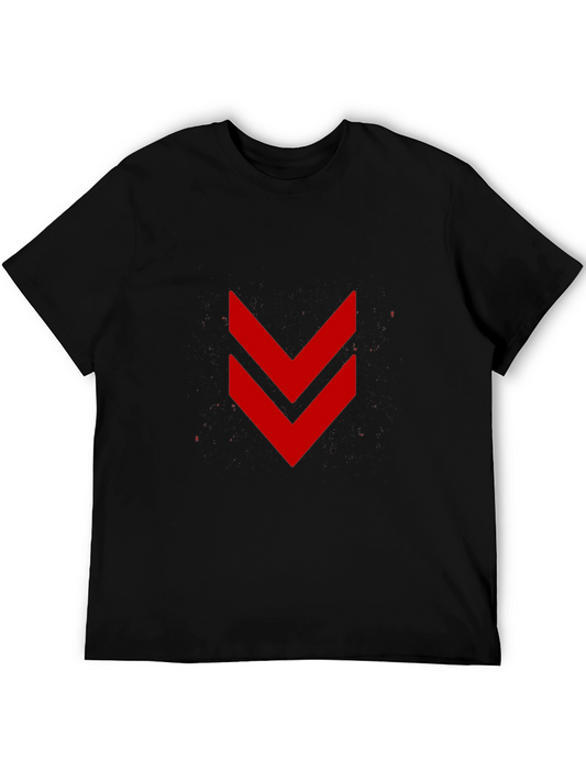 Modern Black Tee with Red Chevron Design