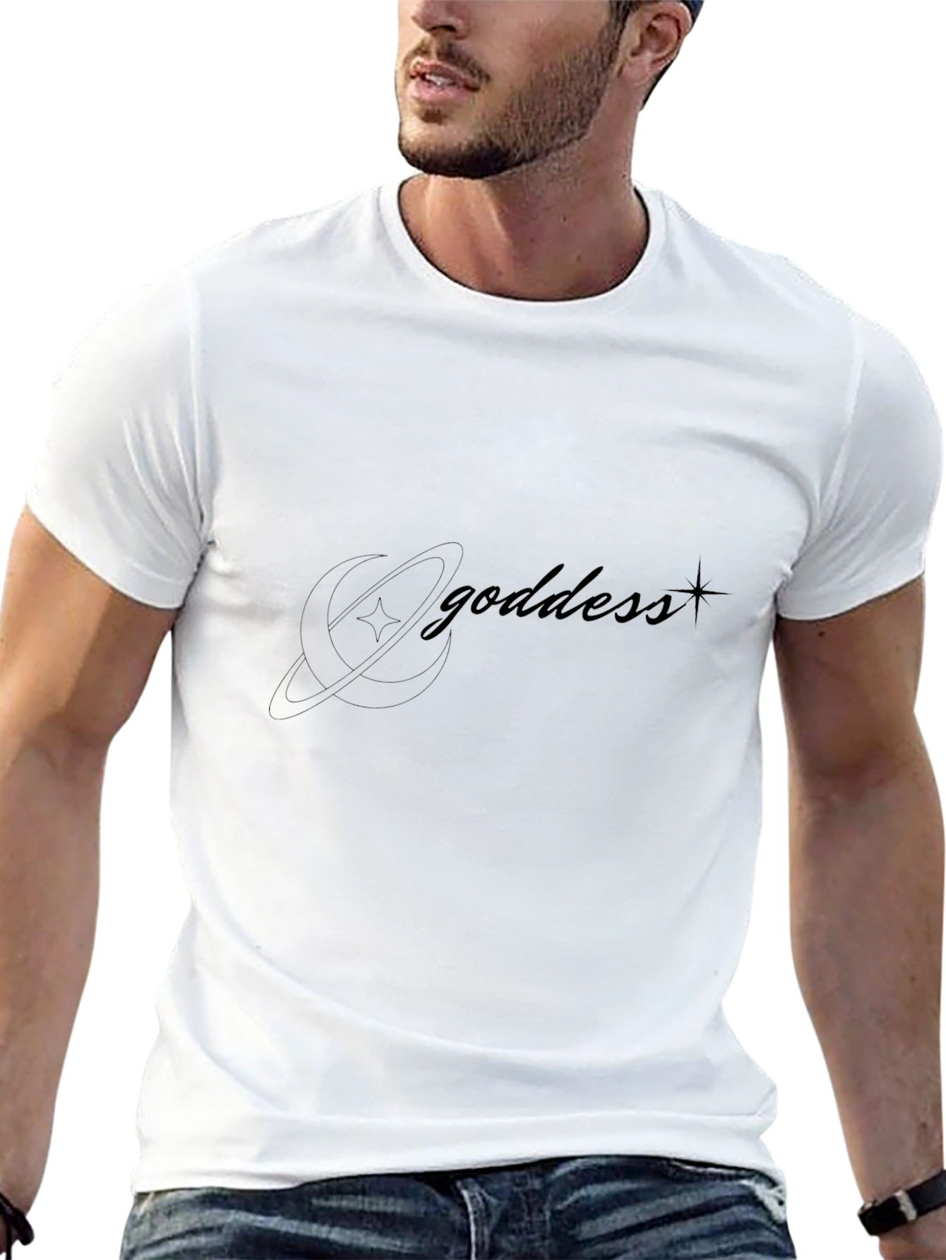Goddess Graphic T-Shirt - Black Crew Neck Tee