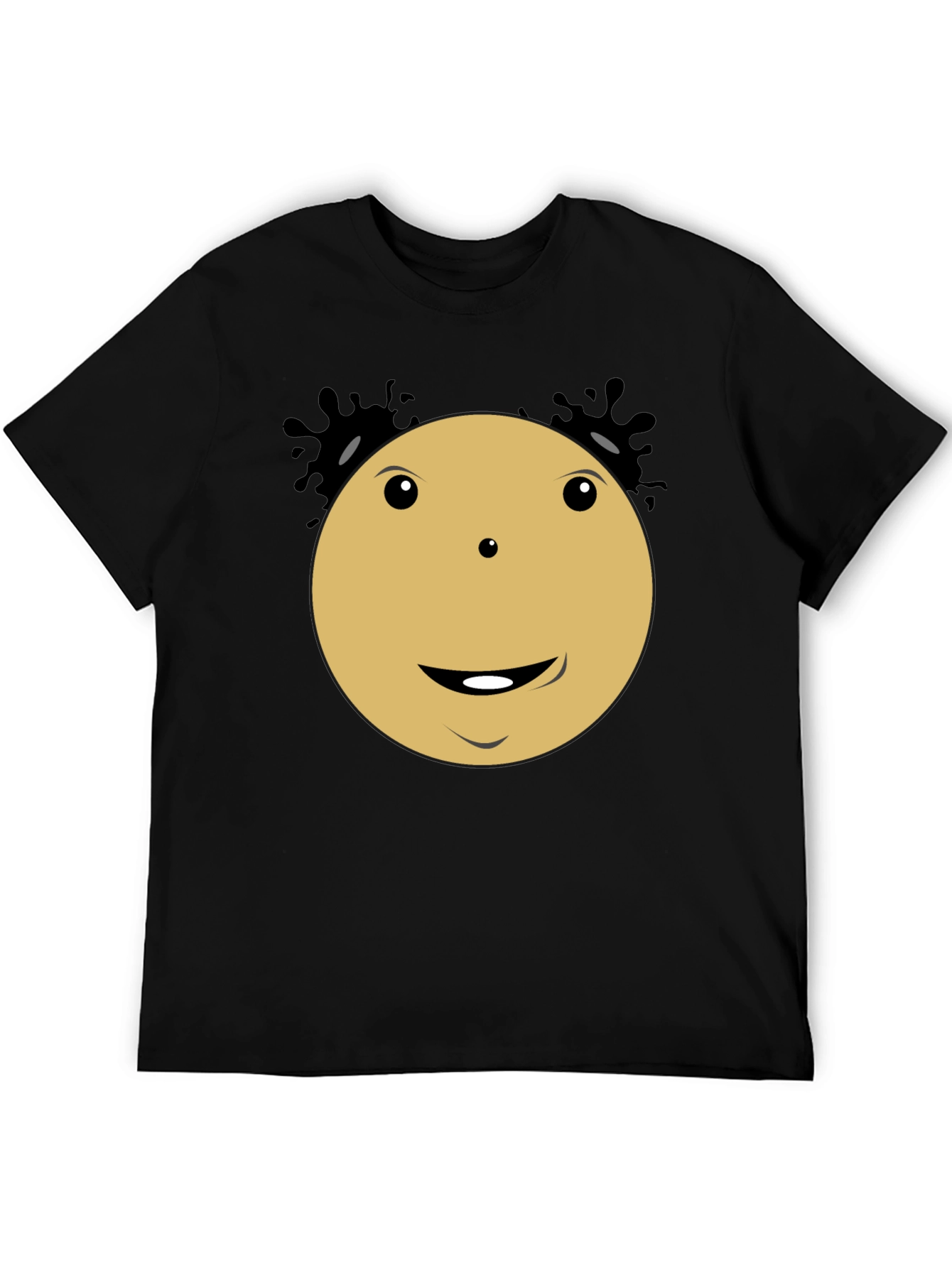 Smiley Face Cartoon Character Black T-Shirt