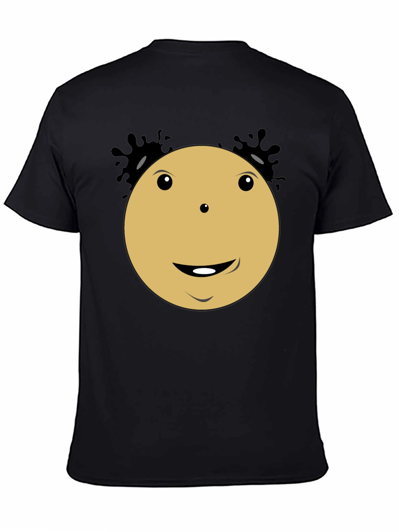Smiley Face Cartoon Character Black T-Shirt