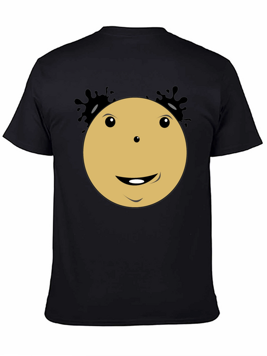 Smiley Face Cartoon Character Black T-Shirt