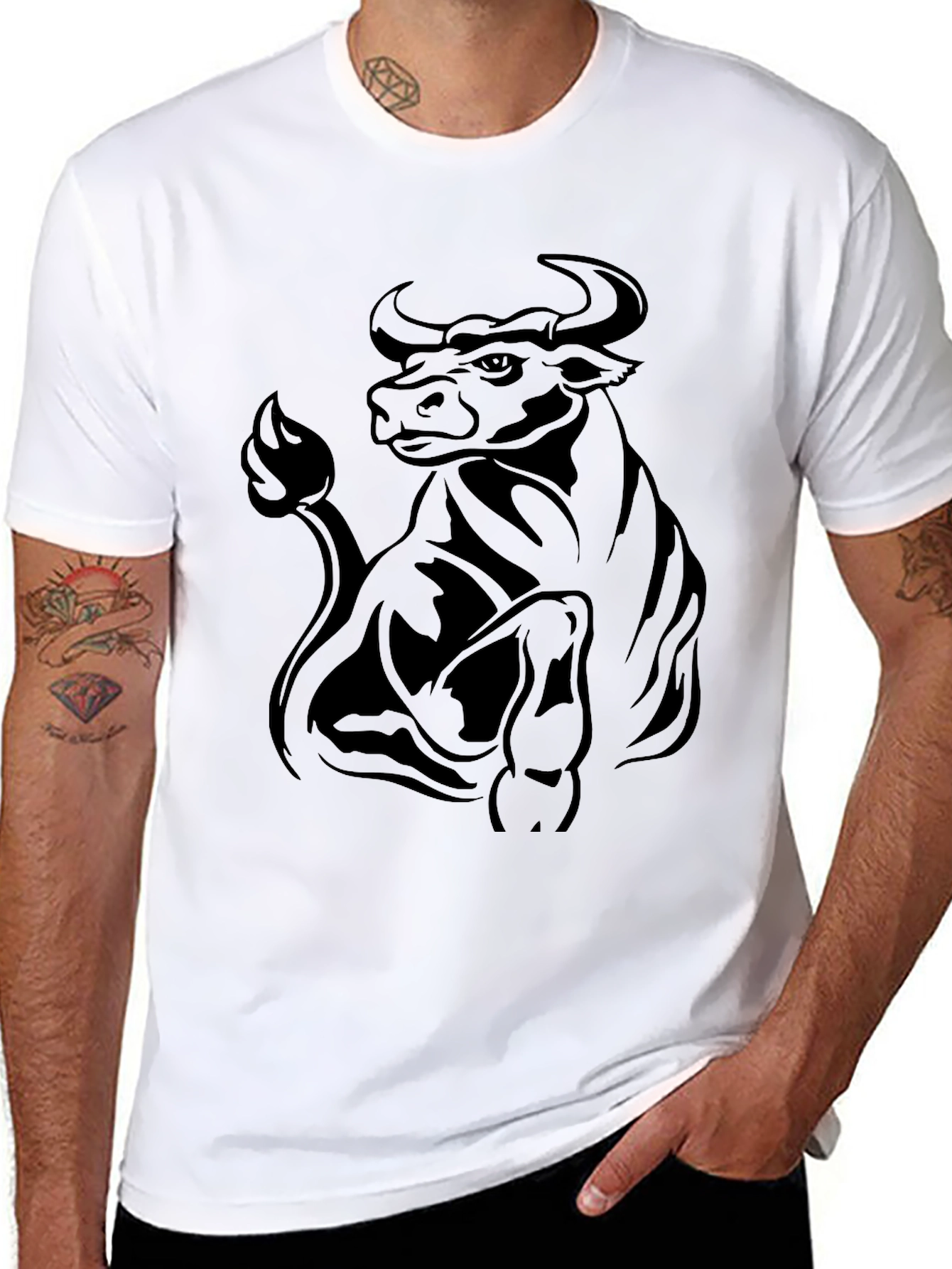 Black Bull Graphic Tee - Mens Fashion