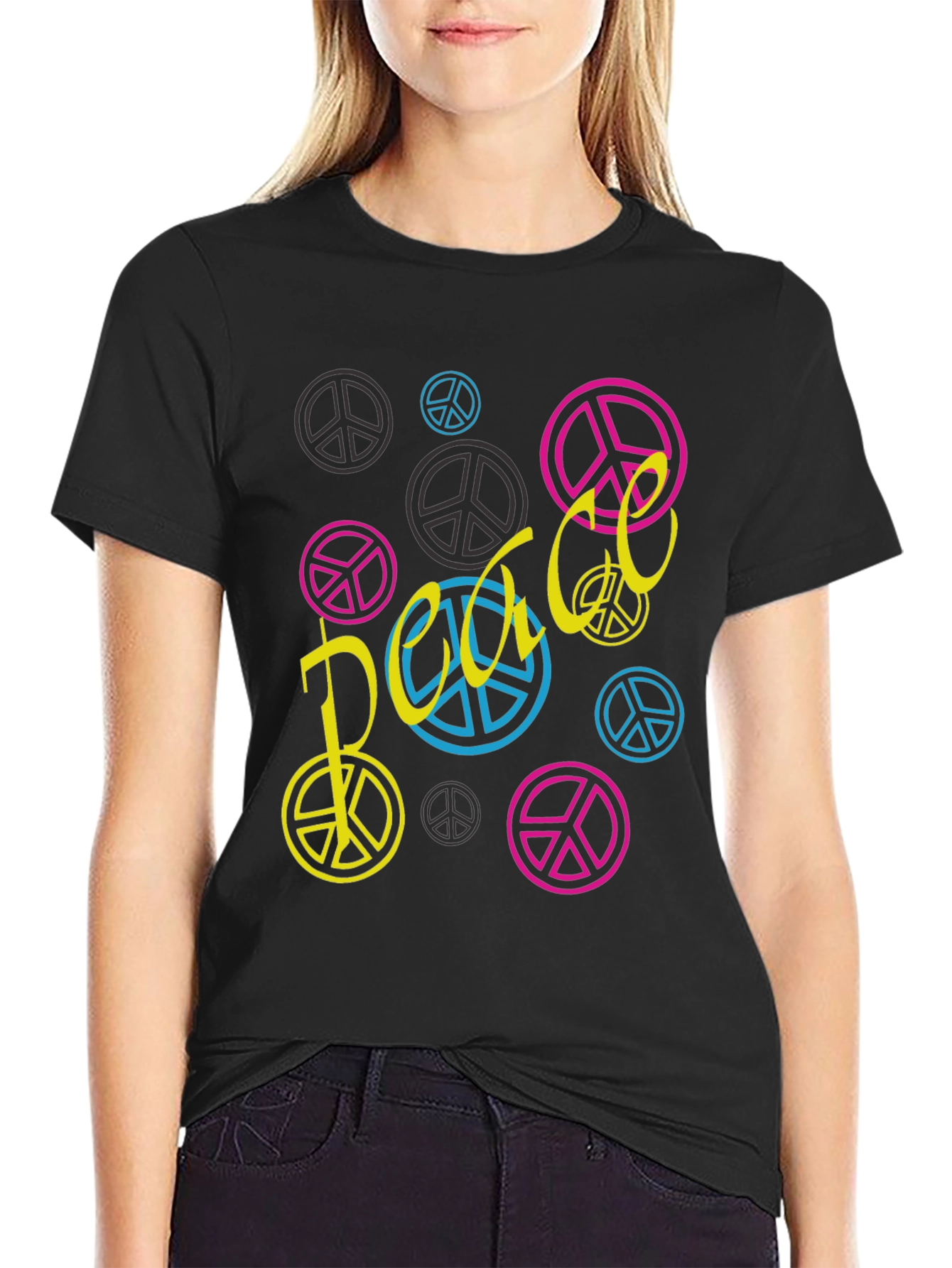 Peace Sign Graphic Tee - Black Unisex T-Shirt
