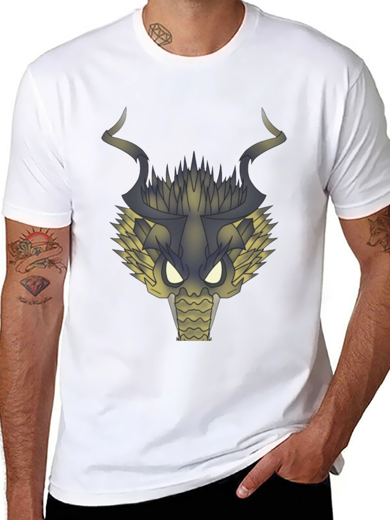 Dragon Head Graphic T-Shirt - Black