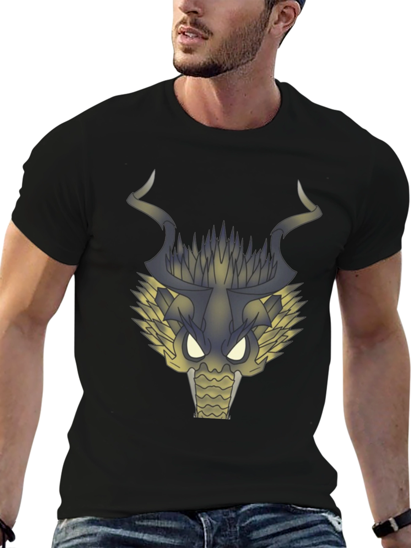 Dragon Head Graphic T-Shirt - Black