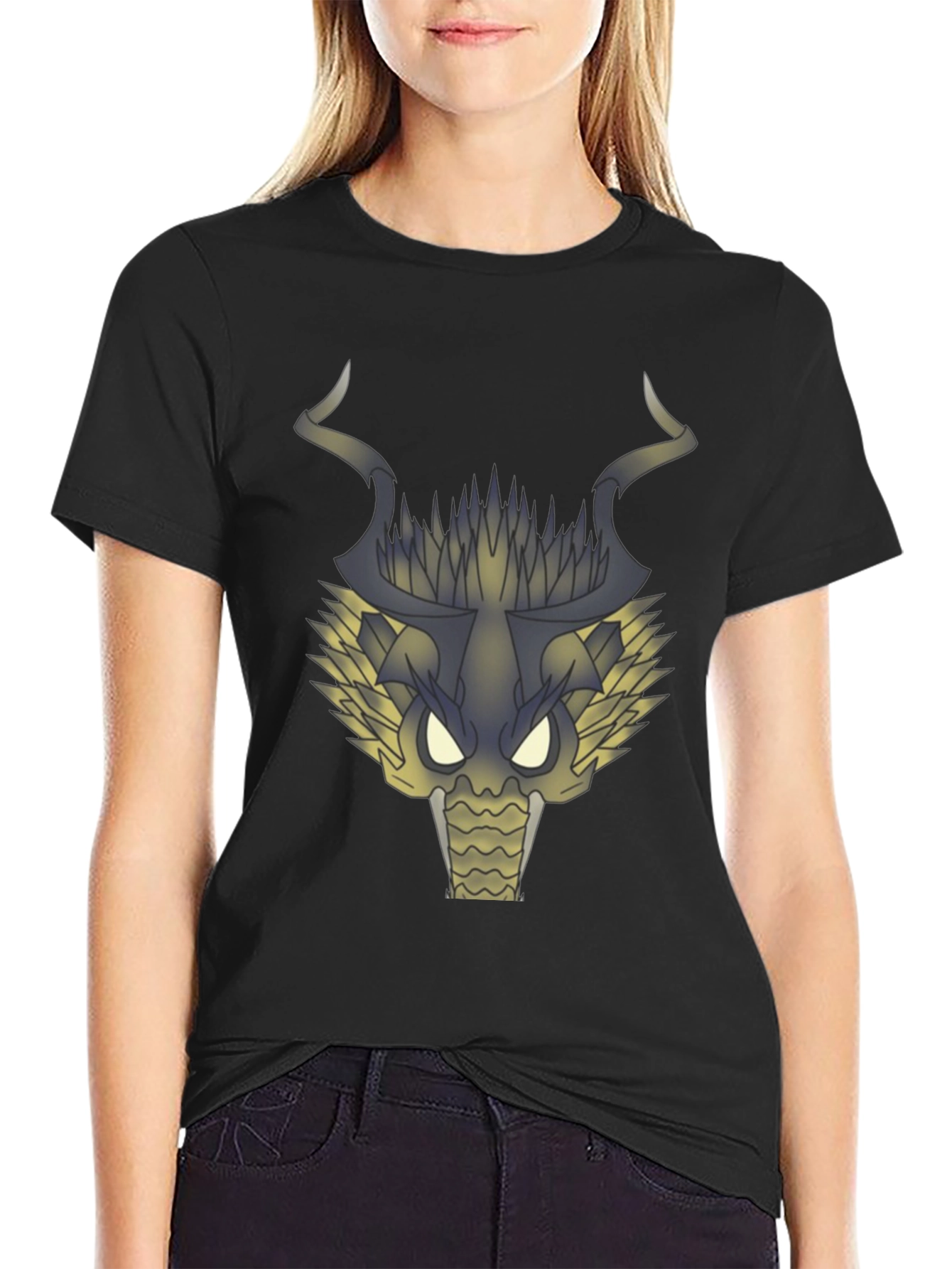 Dragon Head Graphic T-Shirt - Black