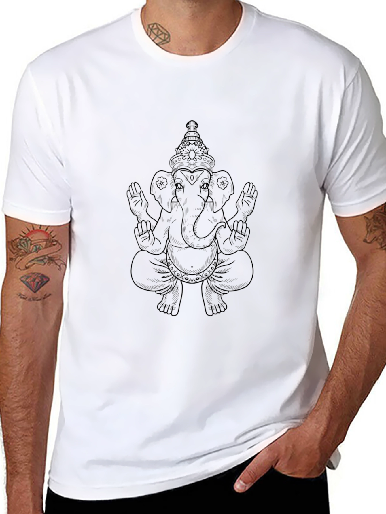 Black Ganesha Graphic Tee - Mens Relaxed Fit