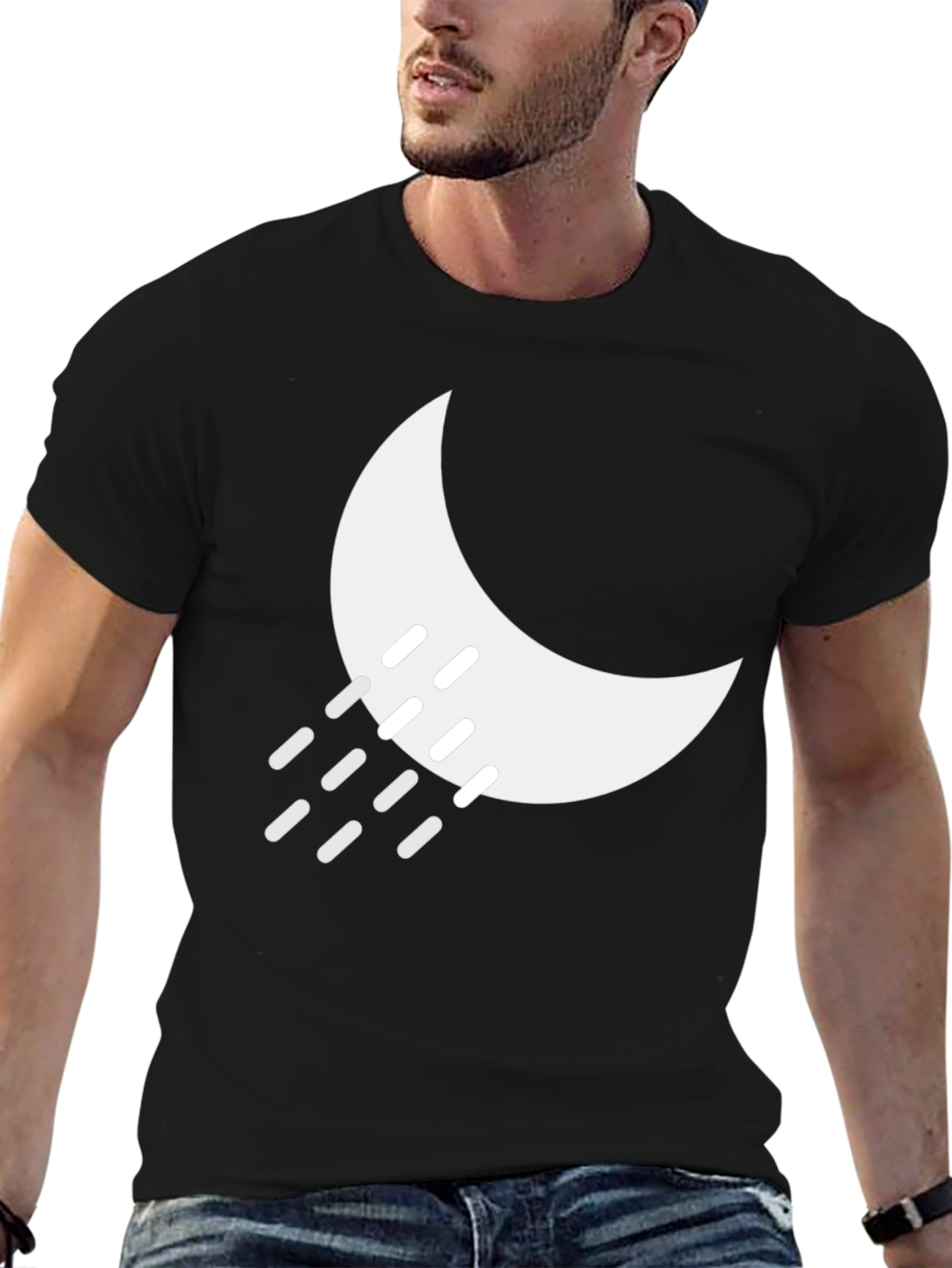 Night Rain Graphic Tee - Black Cotton Blend