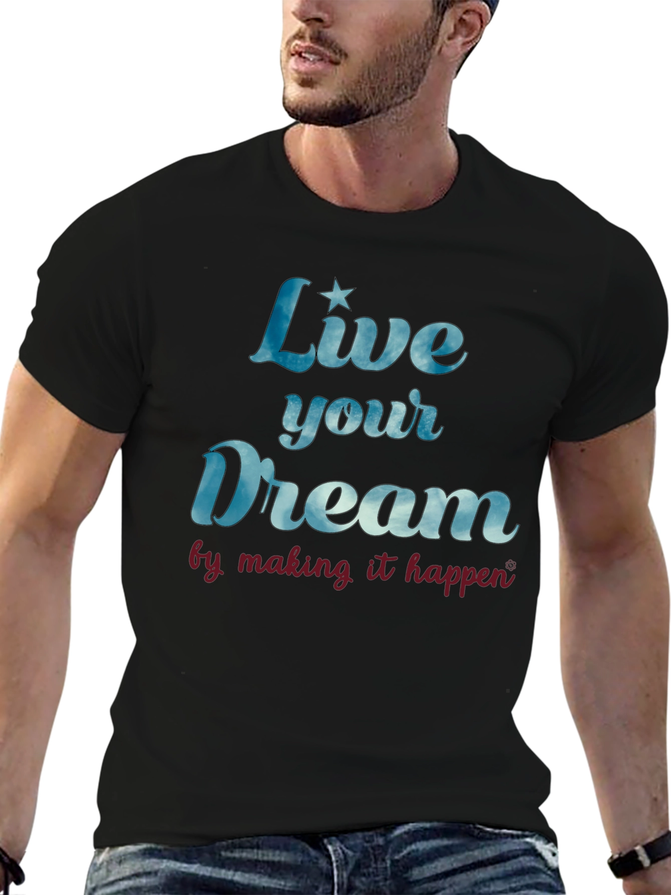 Live Your Dream Graphic T-Shirt - Mens Black Tee
