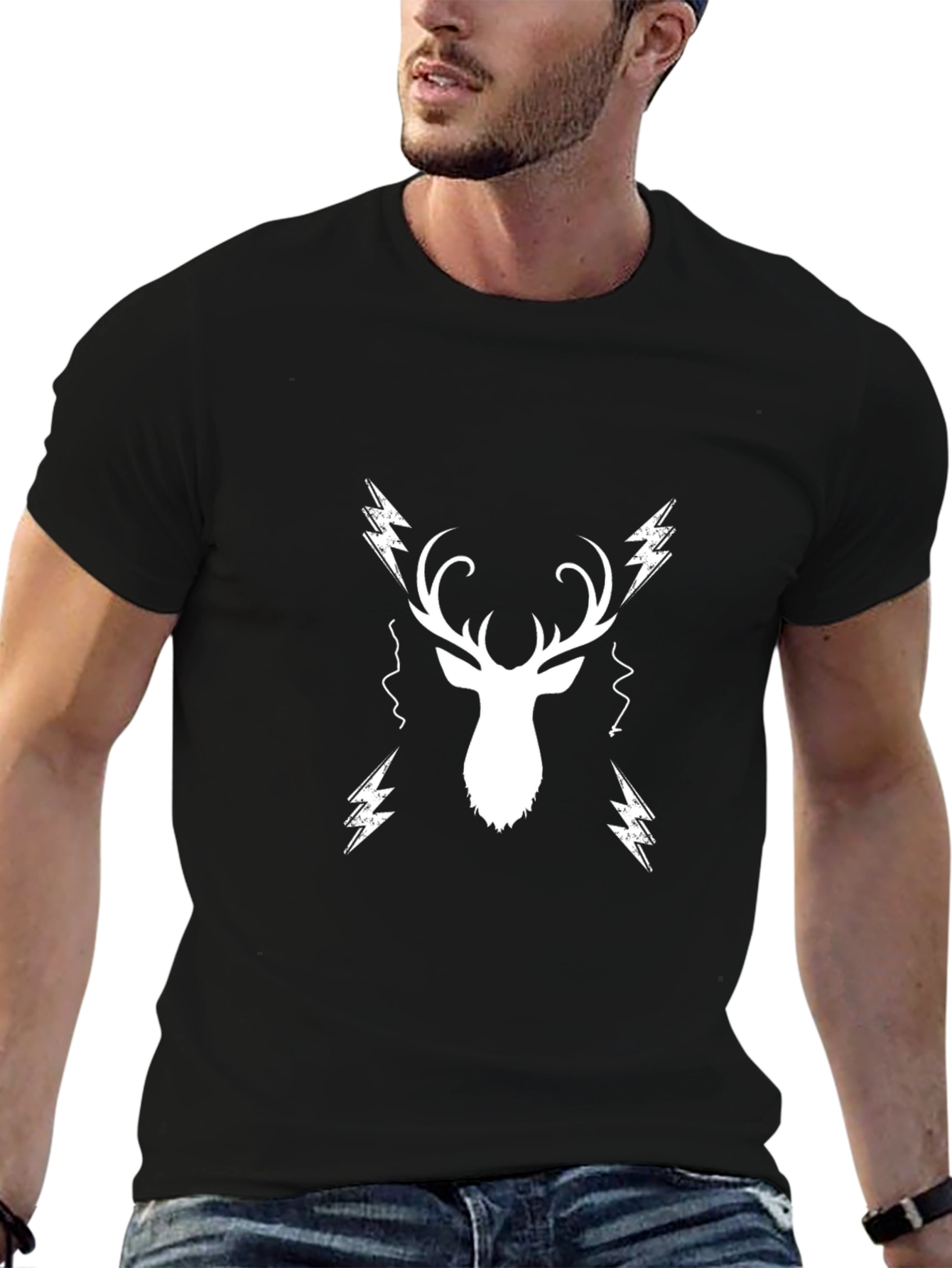 Deer and Lightning Bolt Graphic Tee