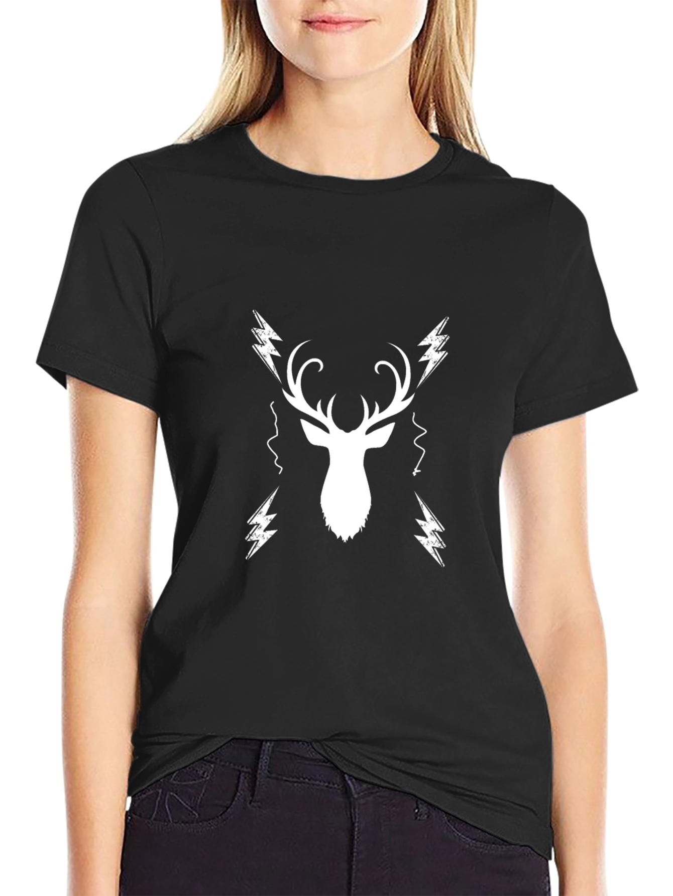 Deer and Lightning Bolt Graphic Tee