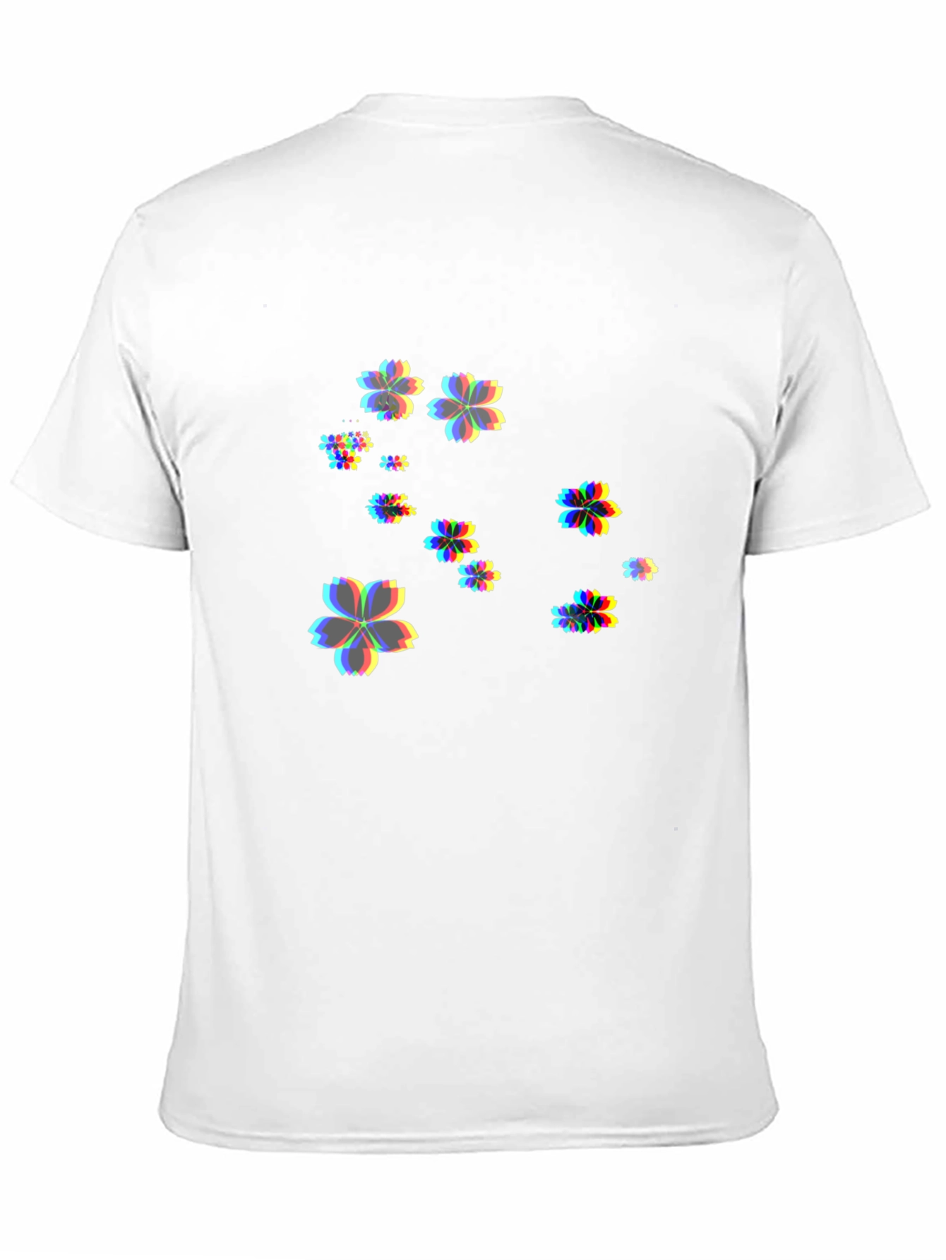 Mens Black T-Shirt with Floral Glitch Design