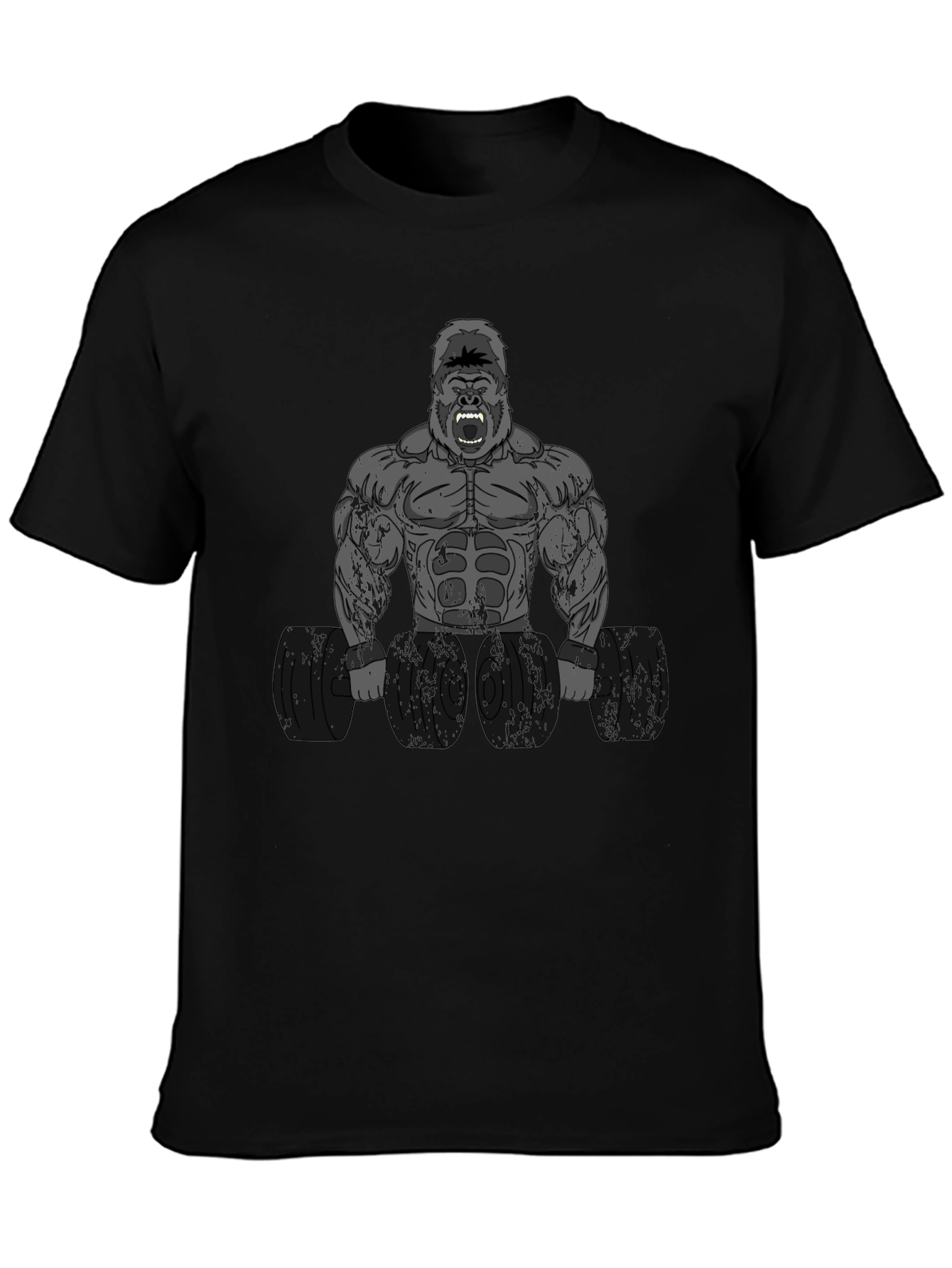 Gorilla Gym T-Shirt - Black Weightlifting Design