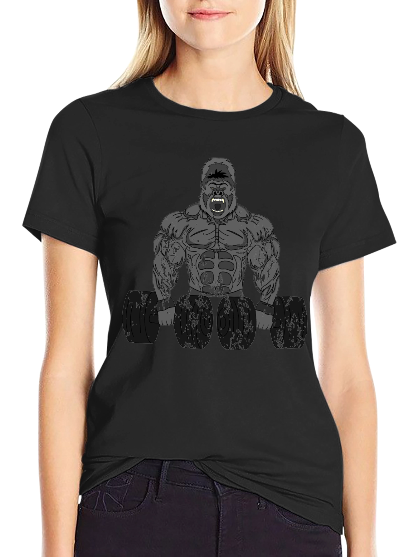 Gorilla Gym T-Shirt - Black Weightlifting Design