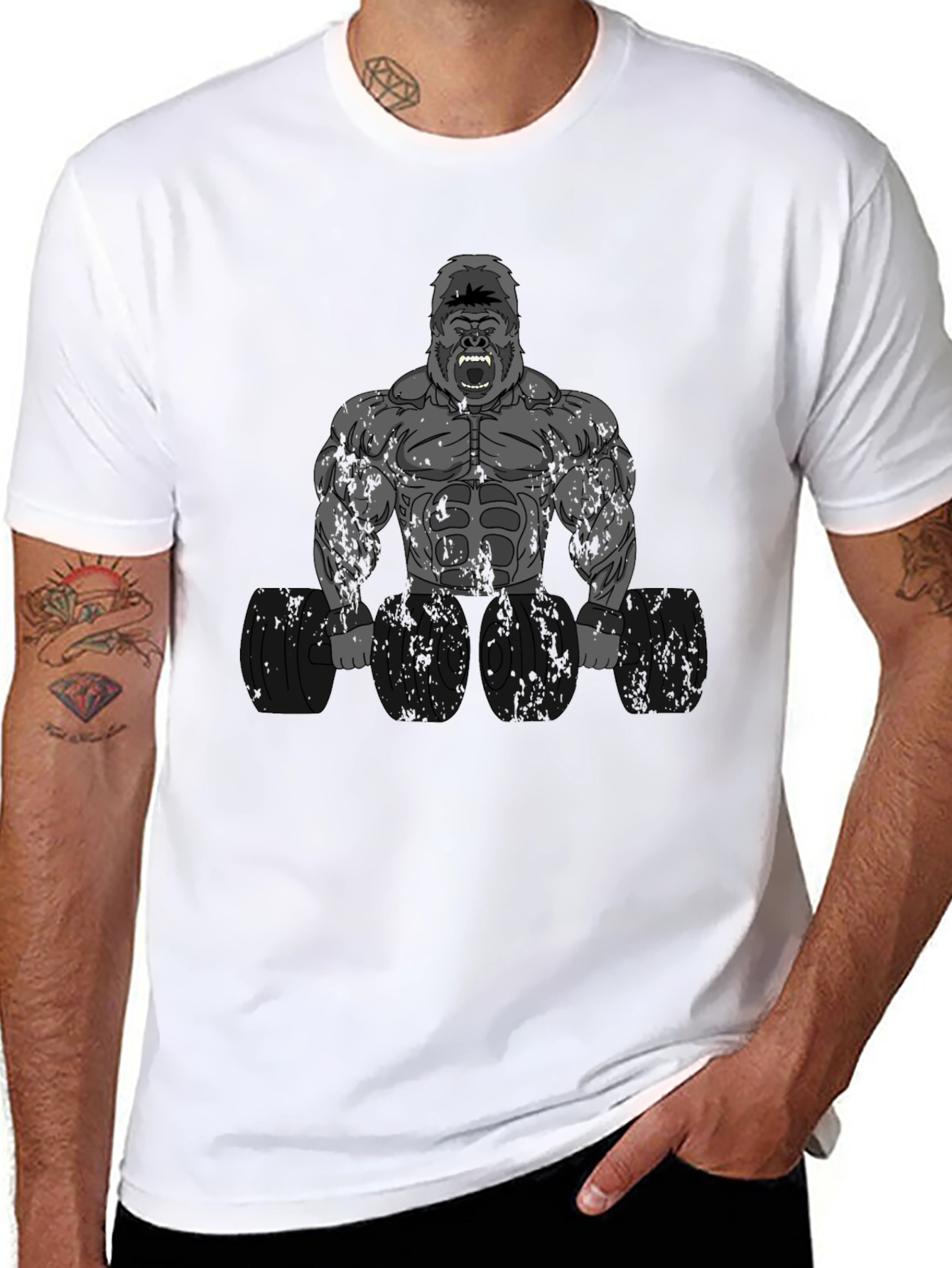 Gorilla Gym T-Shirt - Black Weightlifting Design