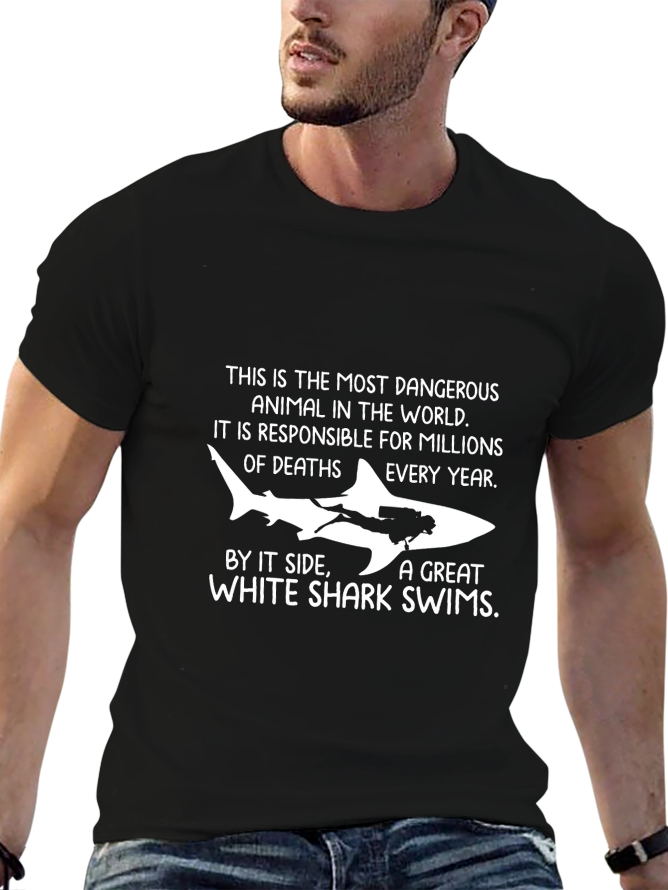 Dangerous Shark T-Shirt - Great White Diver Tee