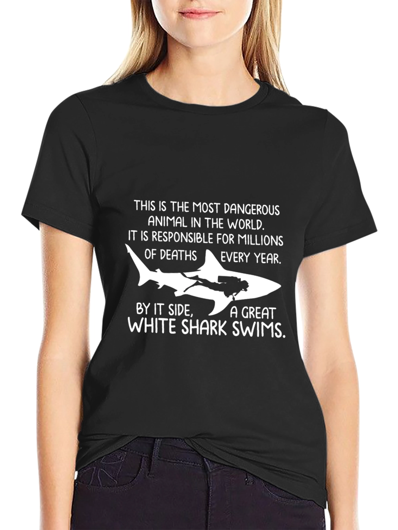 Dangerous Shark T-Shirt - Great White Diver Tee