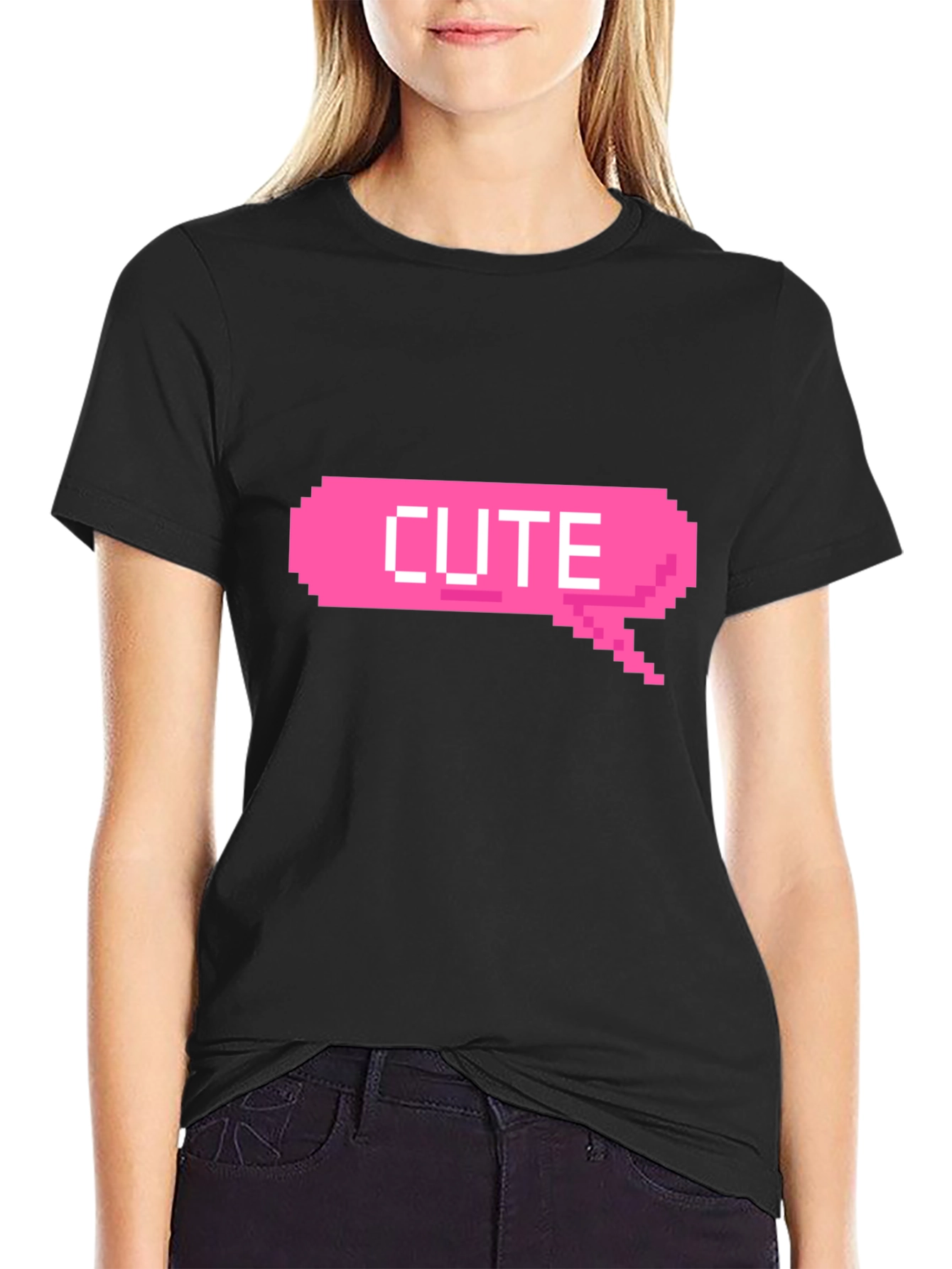 Cute Pixel Bubble Black T-Shirt