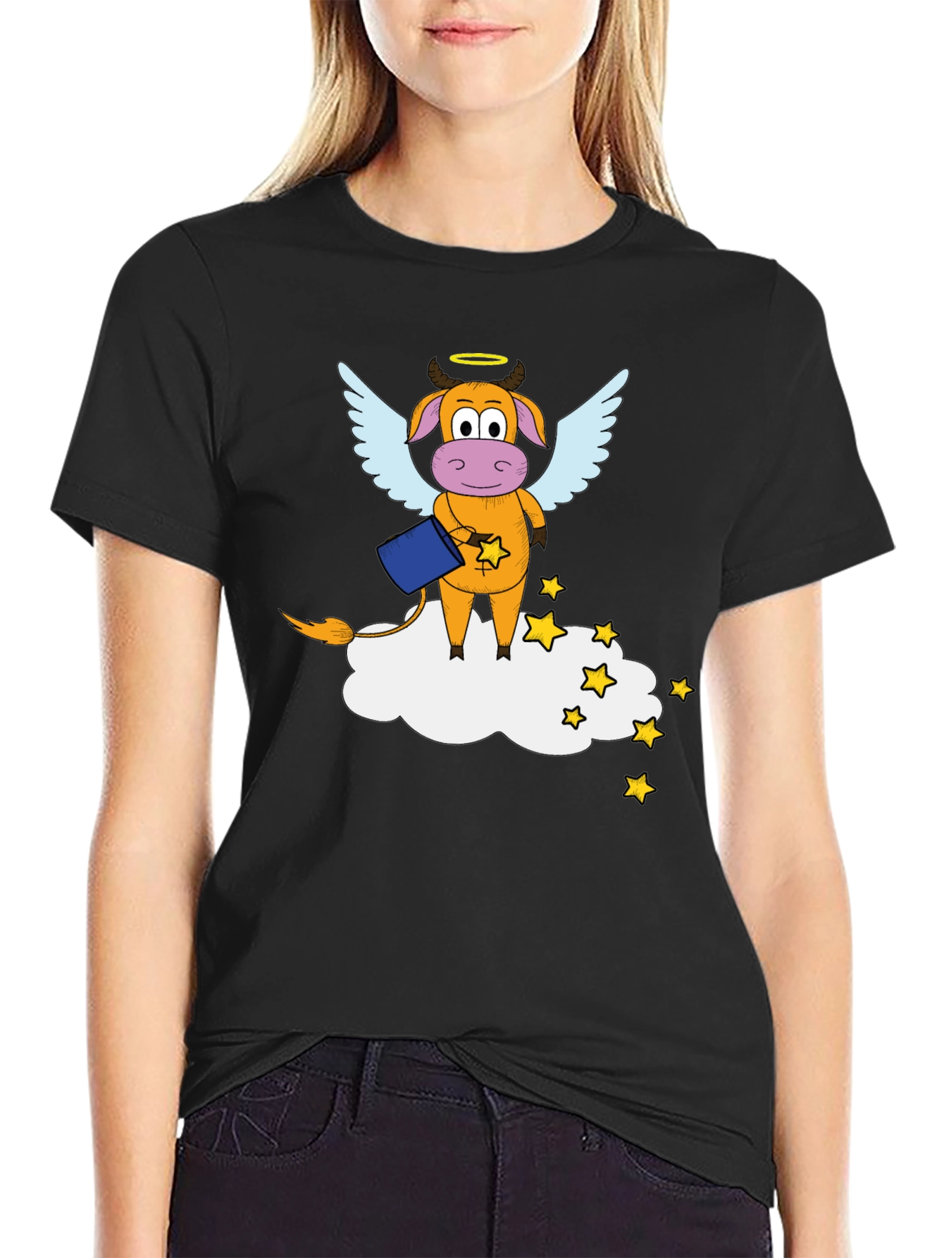 Cow Angel T-Shirt: Funny Cartoon Graphic Tee