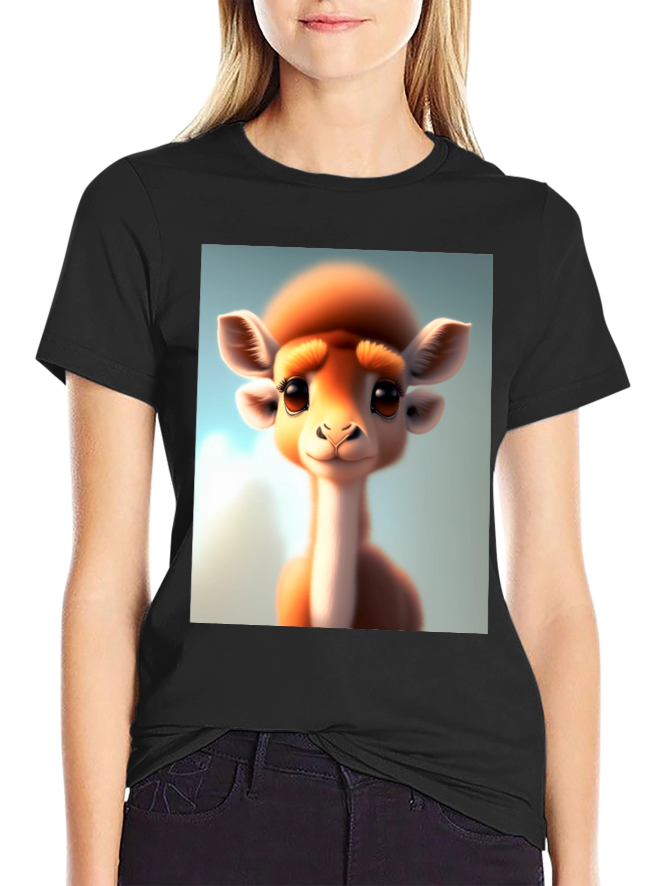 Cute Llama Graphic Tee - Black Unisex