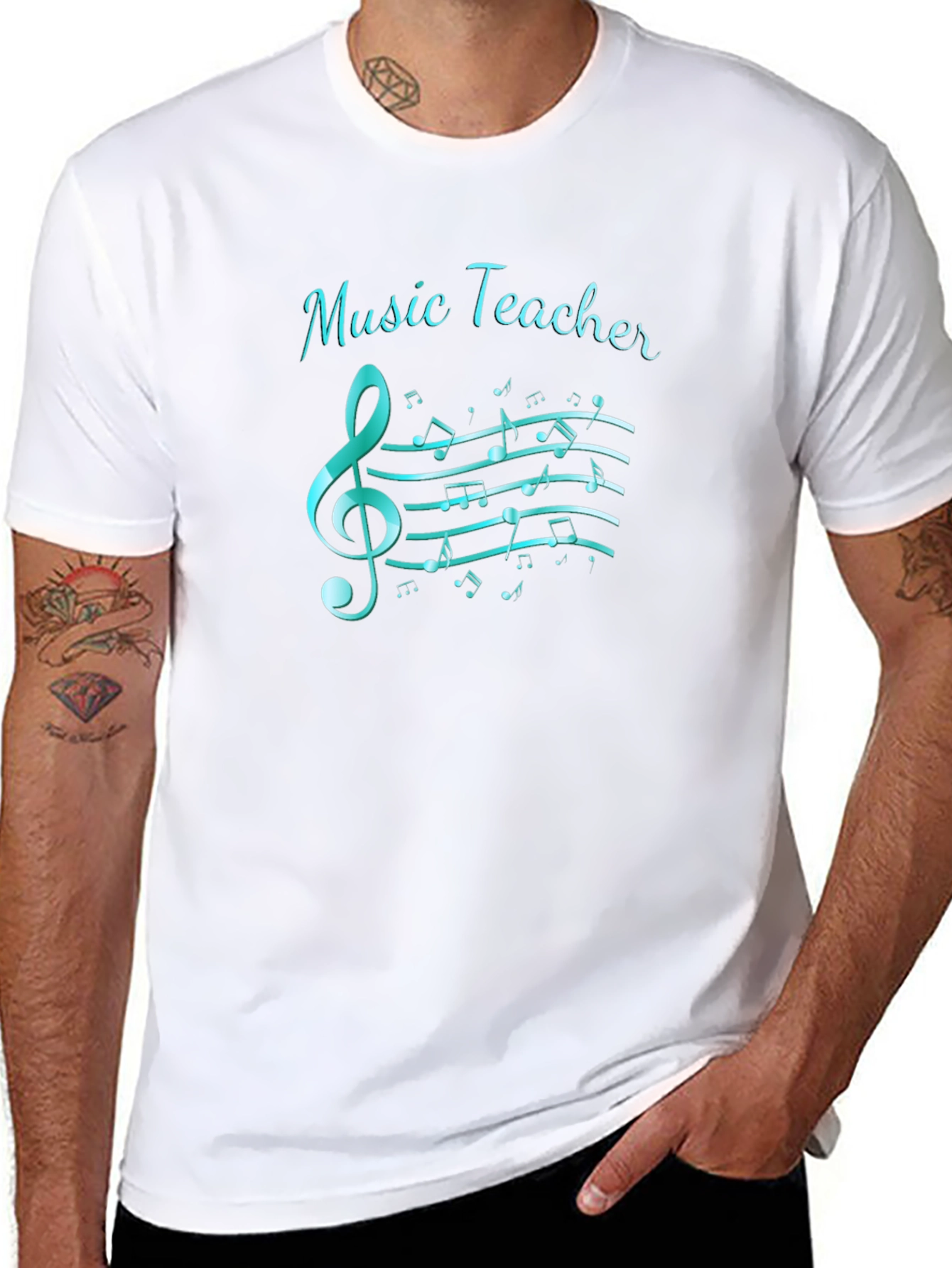 Music Teacher T-Shirt: Treble Clef & Notes