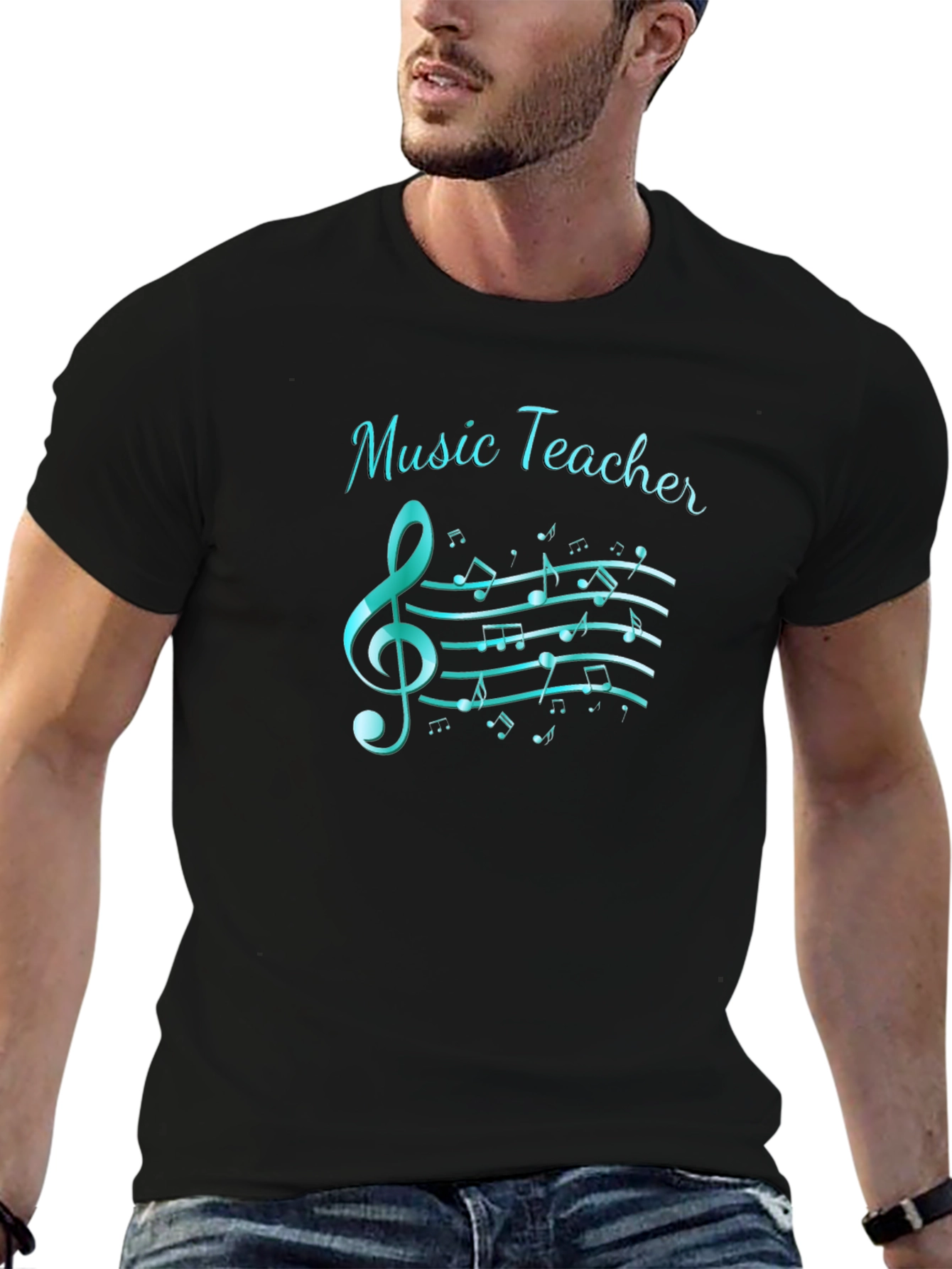 Music Teacher T-Shirt: Treble Clef & Notes