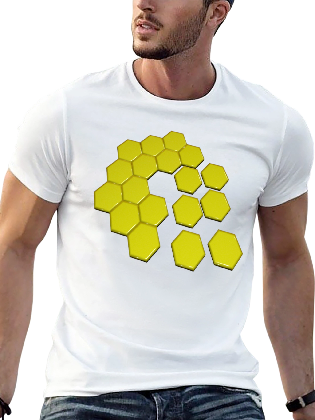 Geometric Hexagon Graphic Tee - Modern Style