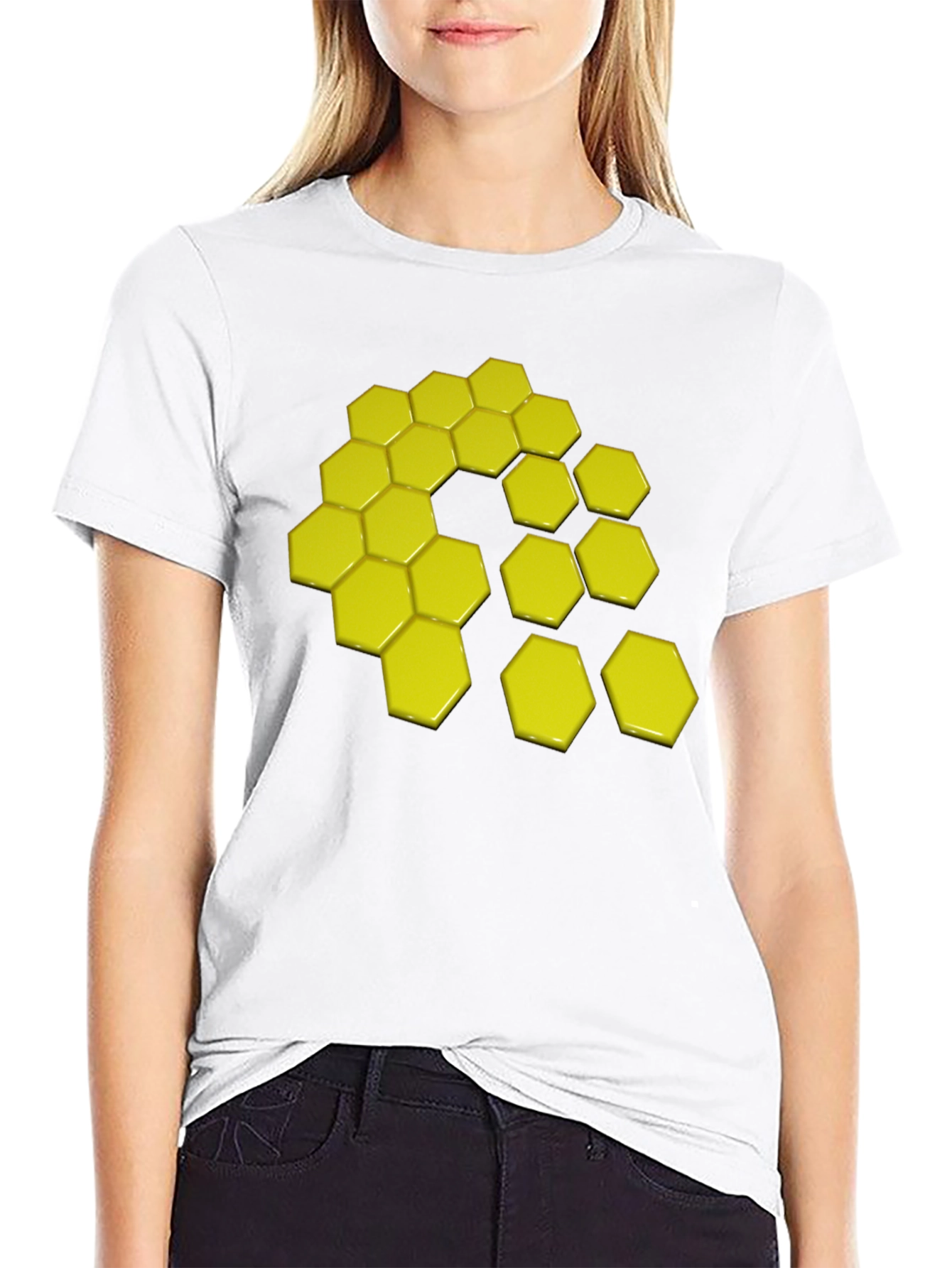 Geometric Hexagon Graphic Tee - Modern Style
