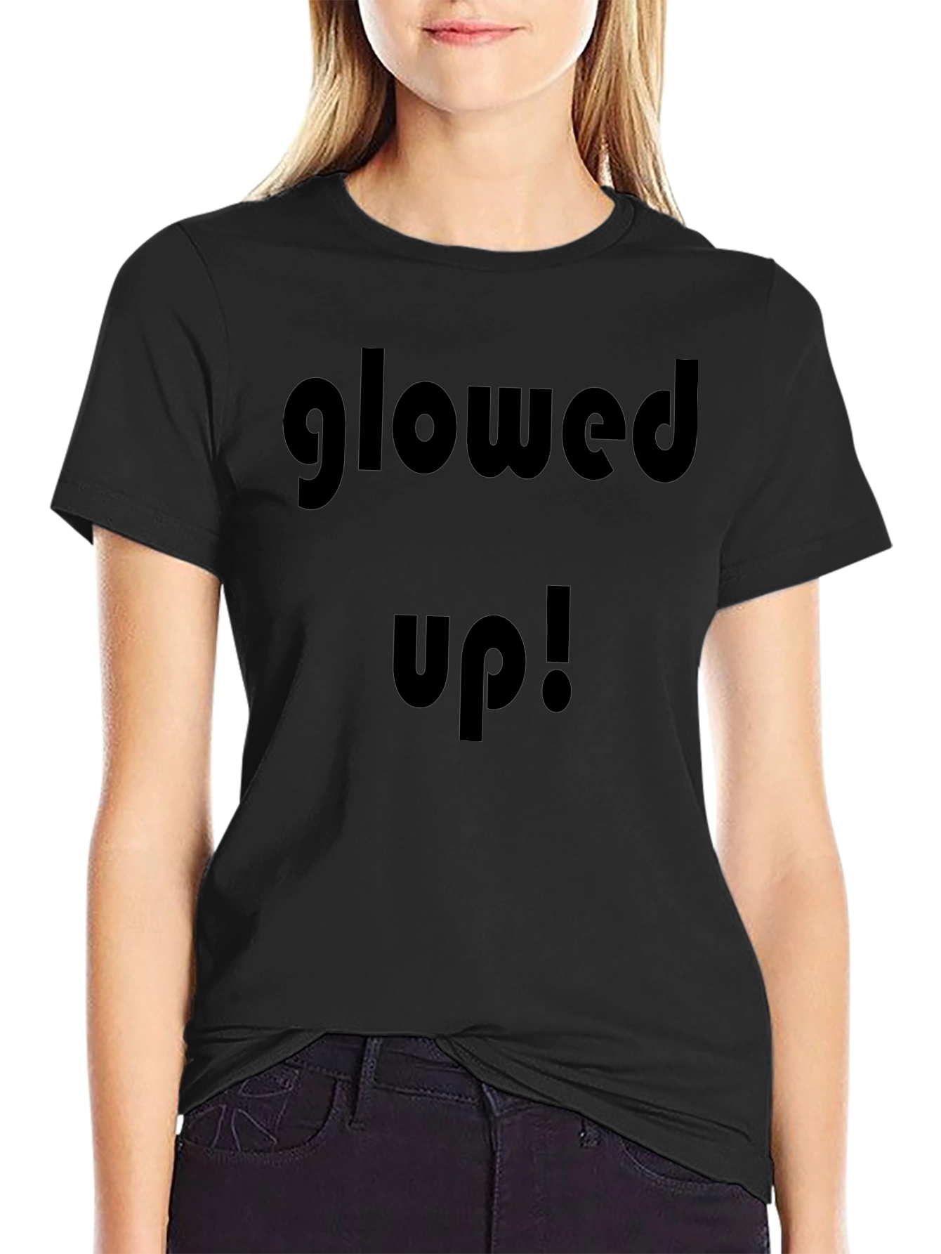 Glowed Up! Graphic Print Mens Black T-Shirt