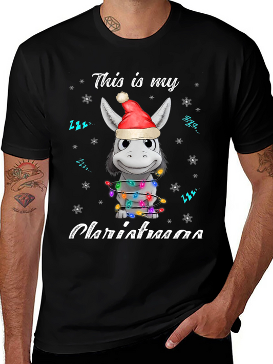 Funny Donkey Christmas Lights Graphic Tee