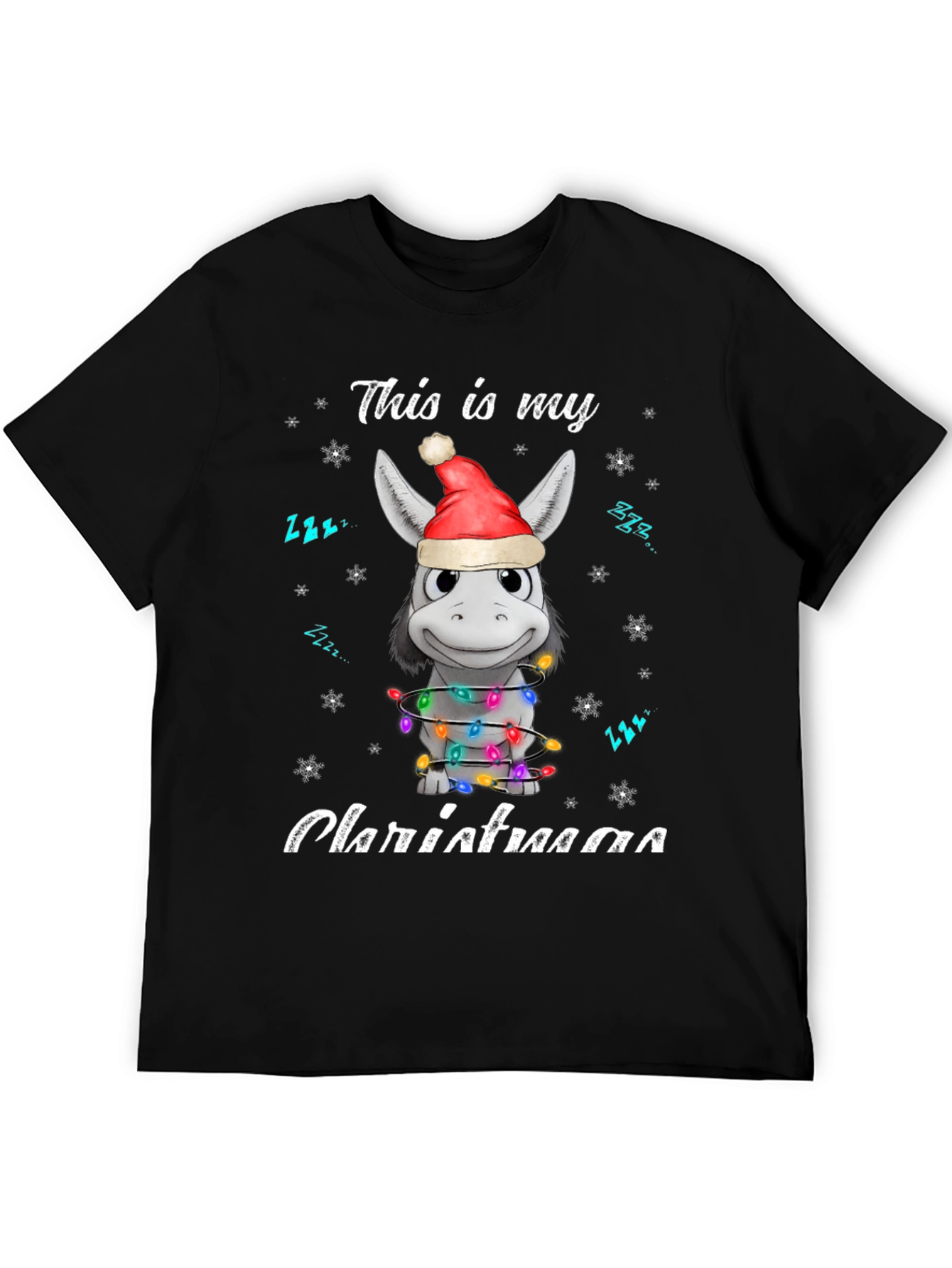 Funny Donkey Christmas Lights Graphic Tee