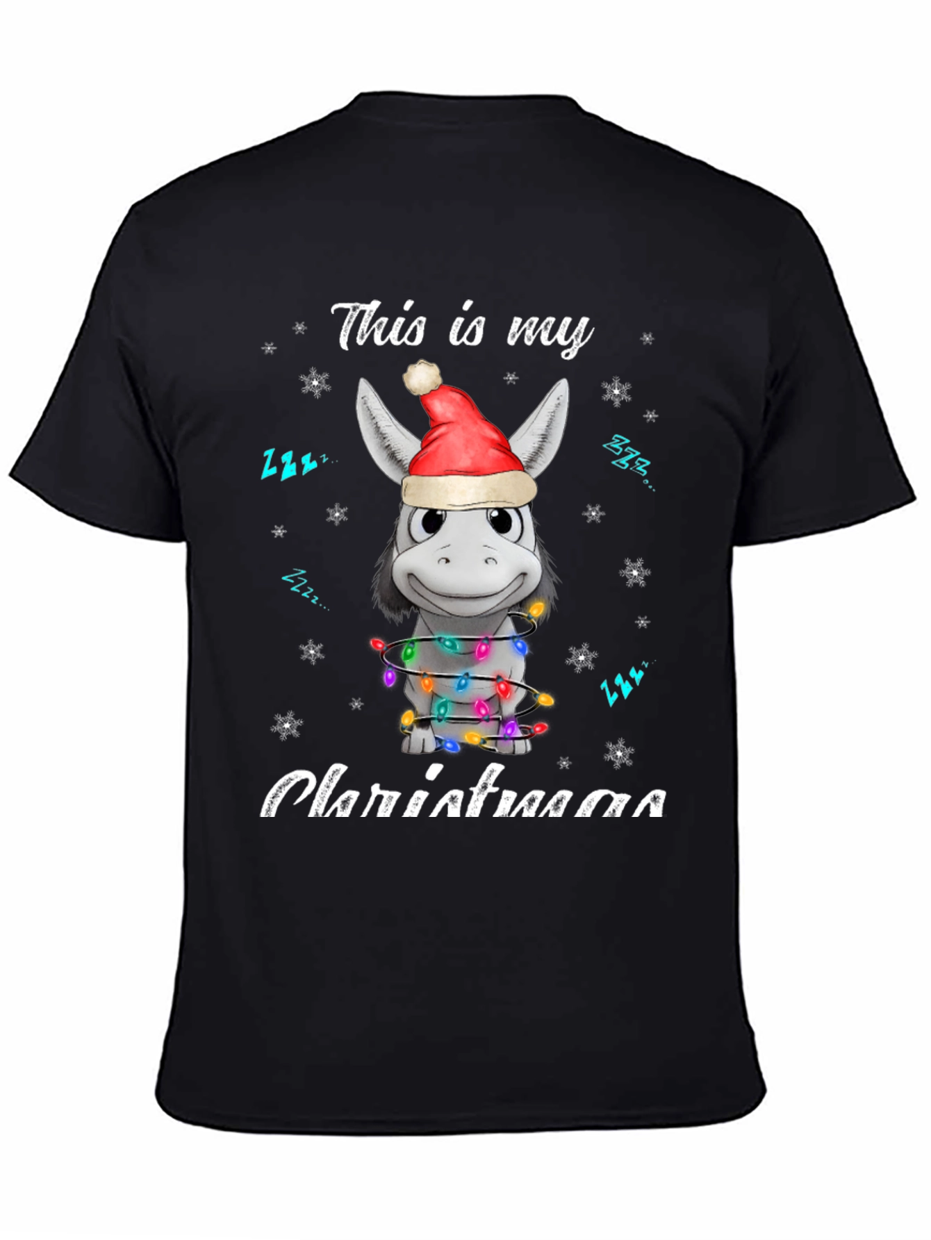 Funny Donkey Christmas Lights Graphic Tee