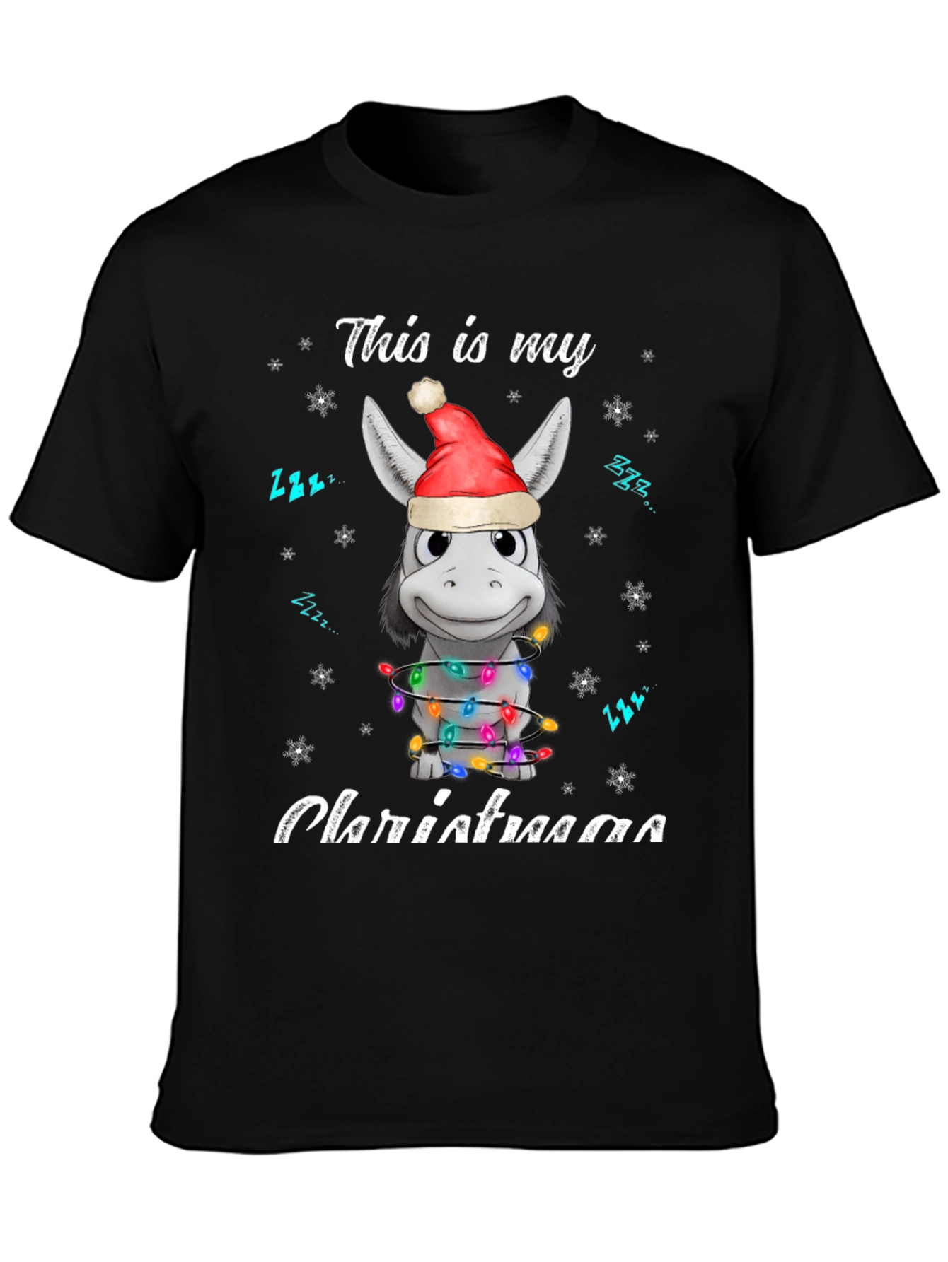Funny Donkey Christmas Lights Graphic Tee